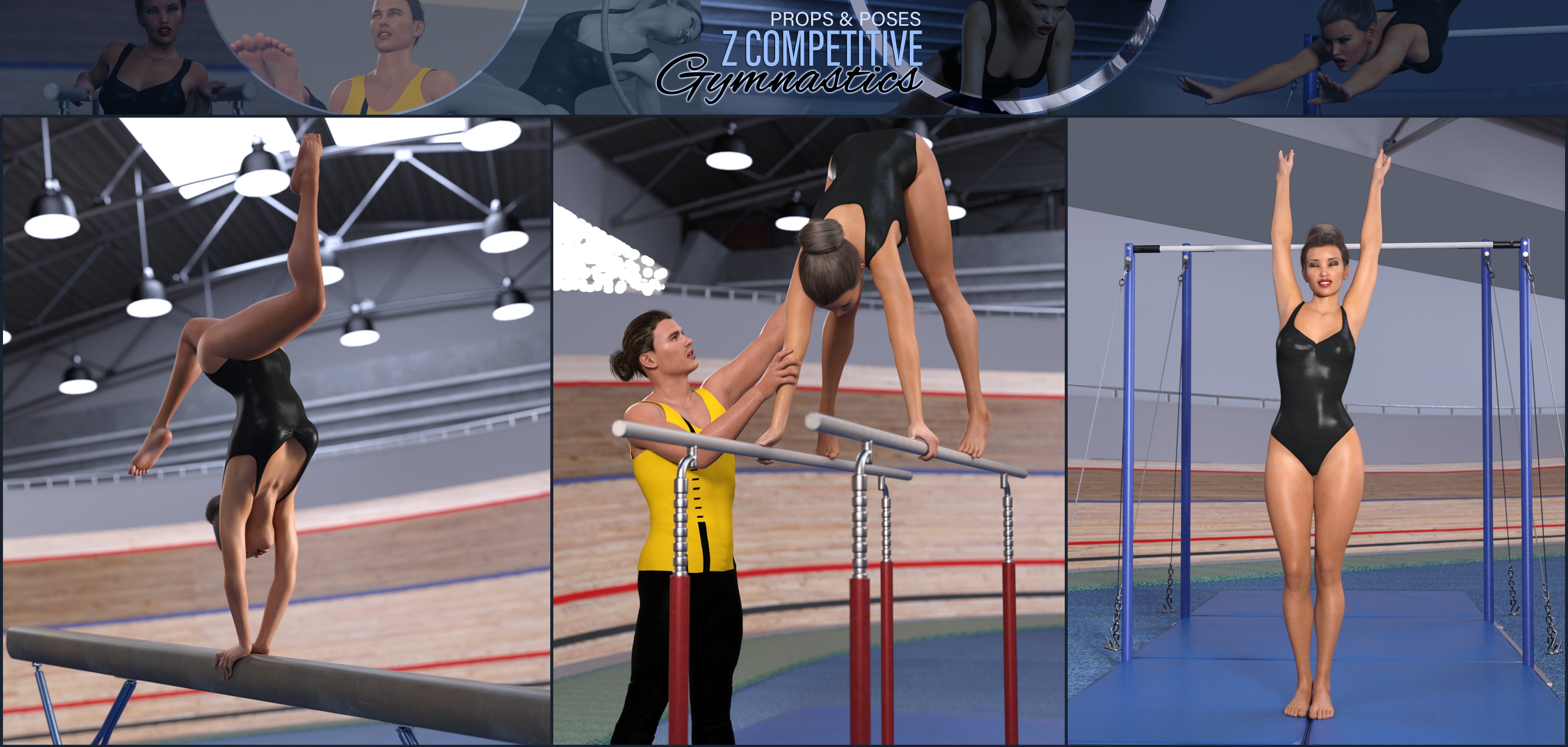 Z Competitive Gymnastics Props and Poses | Daz 3D