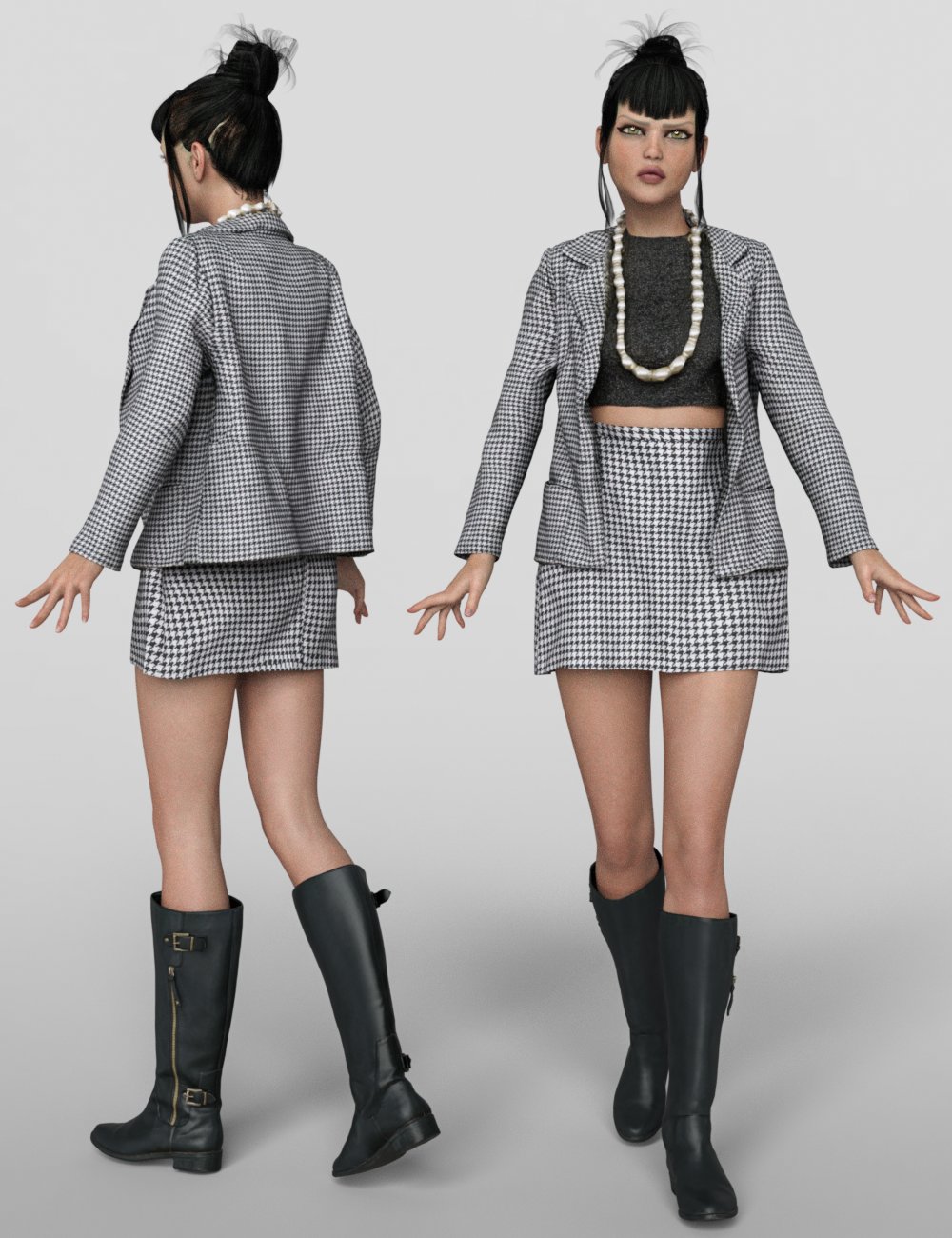 3 dForce Vintage Outfits for Genesis 8 Female by: Polygonal Miniatures, 3D Models by Daz 3D