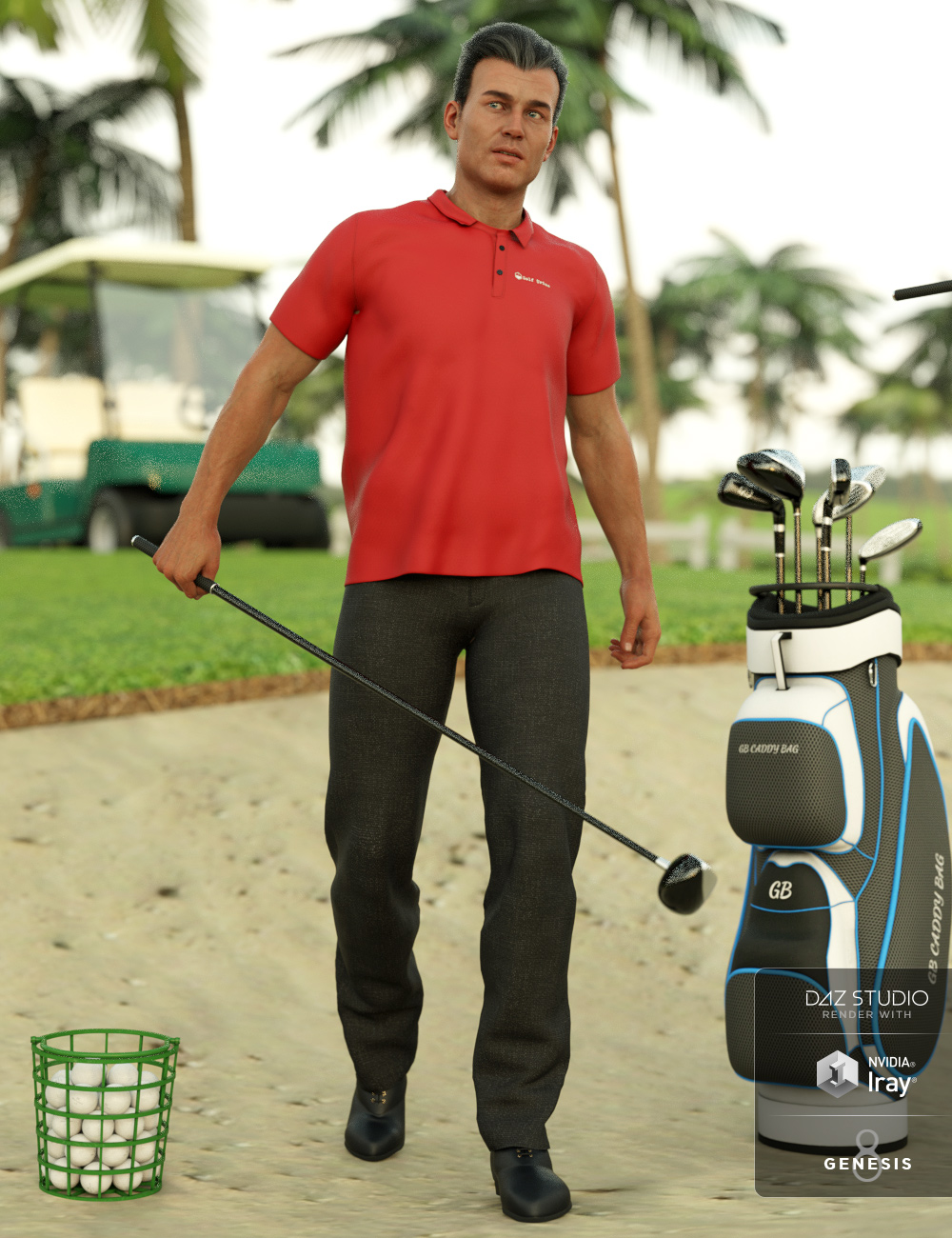 Casual Golf Outfit Textures by: Moonscape GraphicsSade, 3D Models by Daz 3D