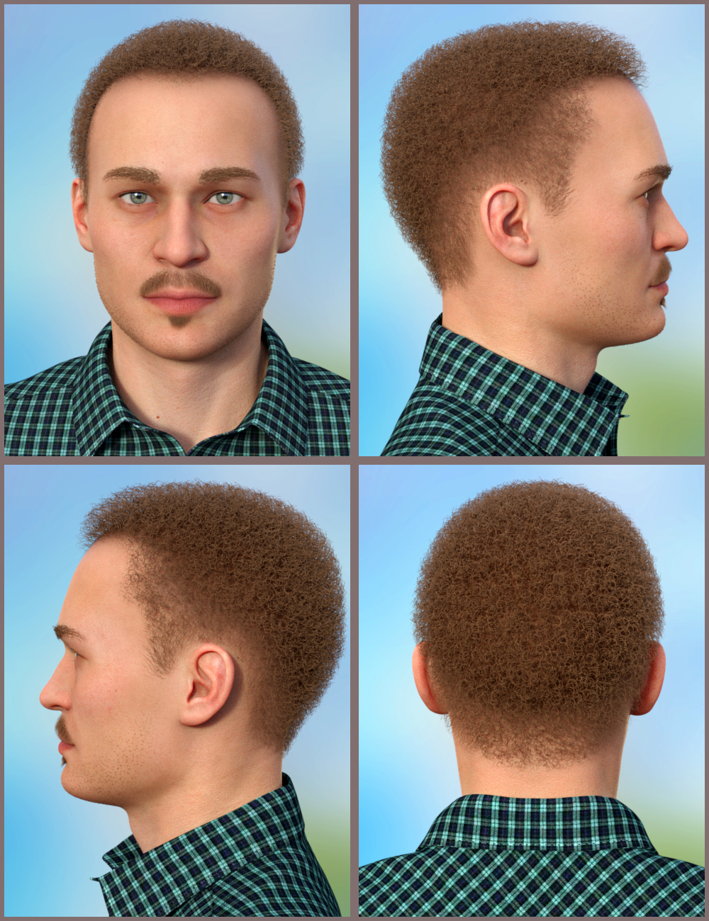 Melvin Hair Set for Genesis 8 Male(s) by: Virtual_World, 3D Models by Daz 3D