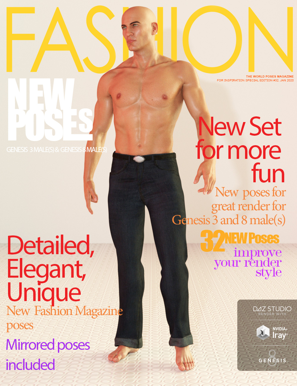 Model Magazine Poses for Genesis 3 and 8 Male(s) by: Muscleman, 3D Models by Daz 3D