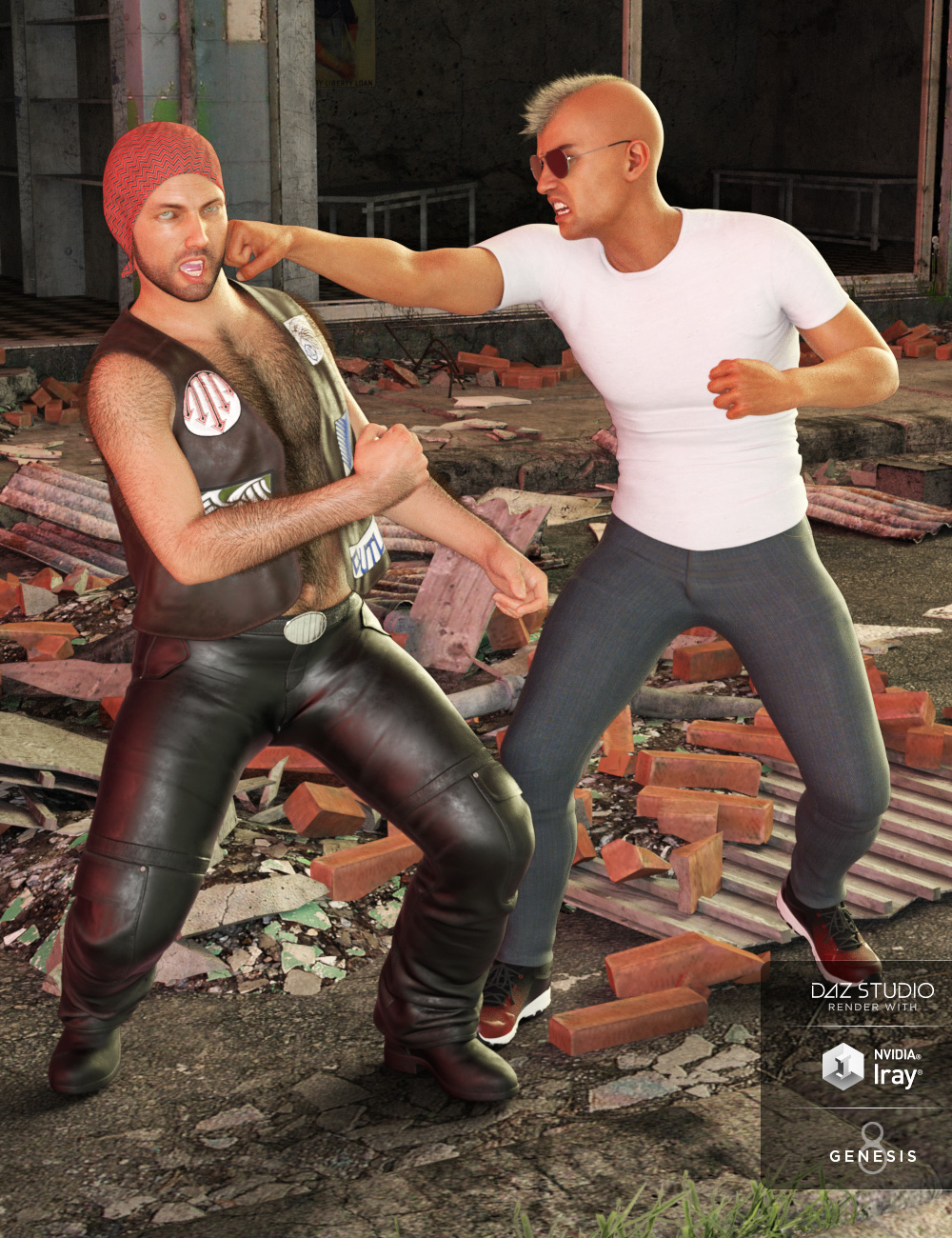 Tough Fighters Poses for Genesis 3 and 8 Male(s) by: Muscleman, 3D Models by Daz 3D