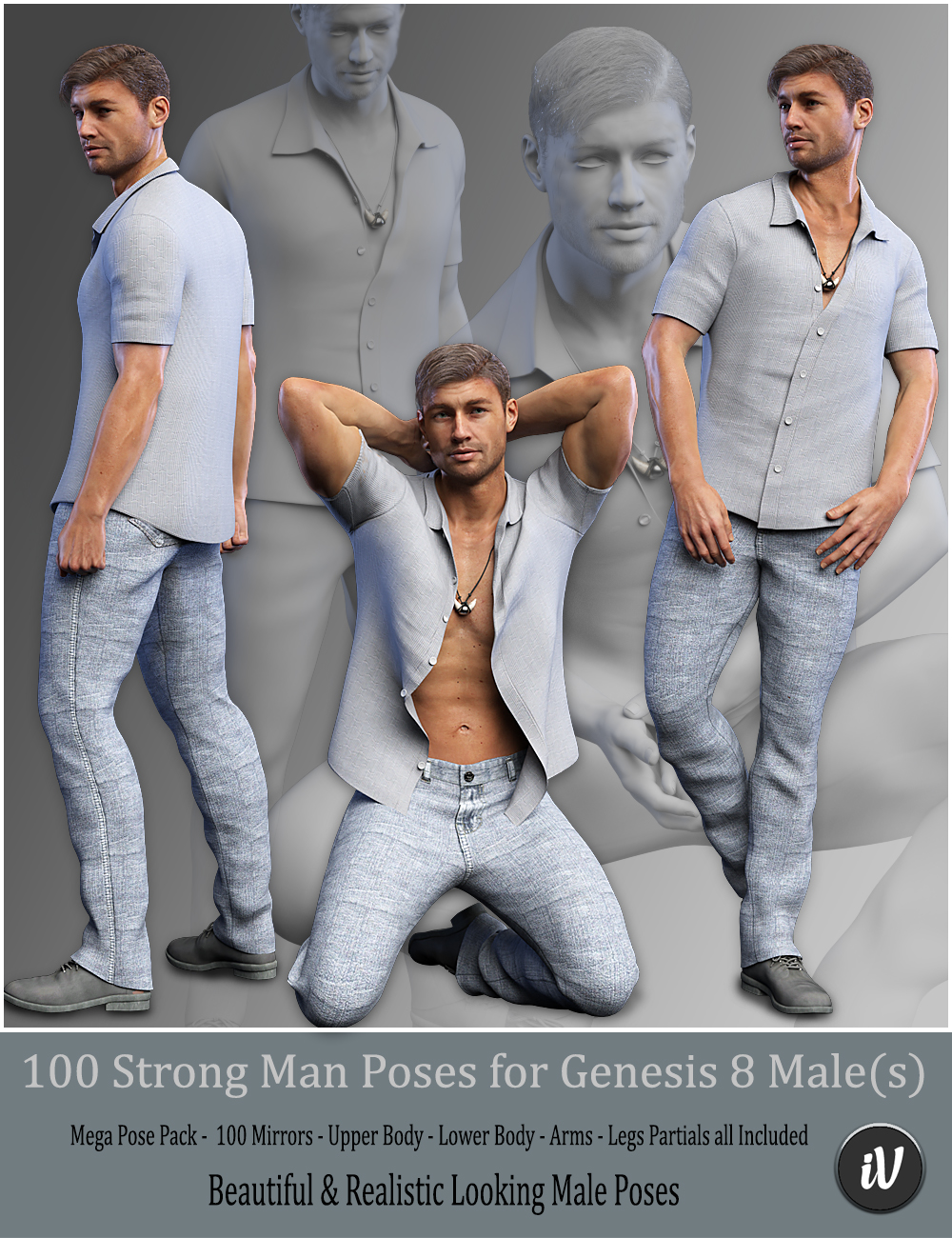 iV 100 Strong Man Poses for Genesis 8 Male(s) by: i3D_LotusValery3D, 3D Models by Daz 3D