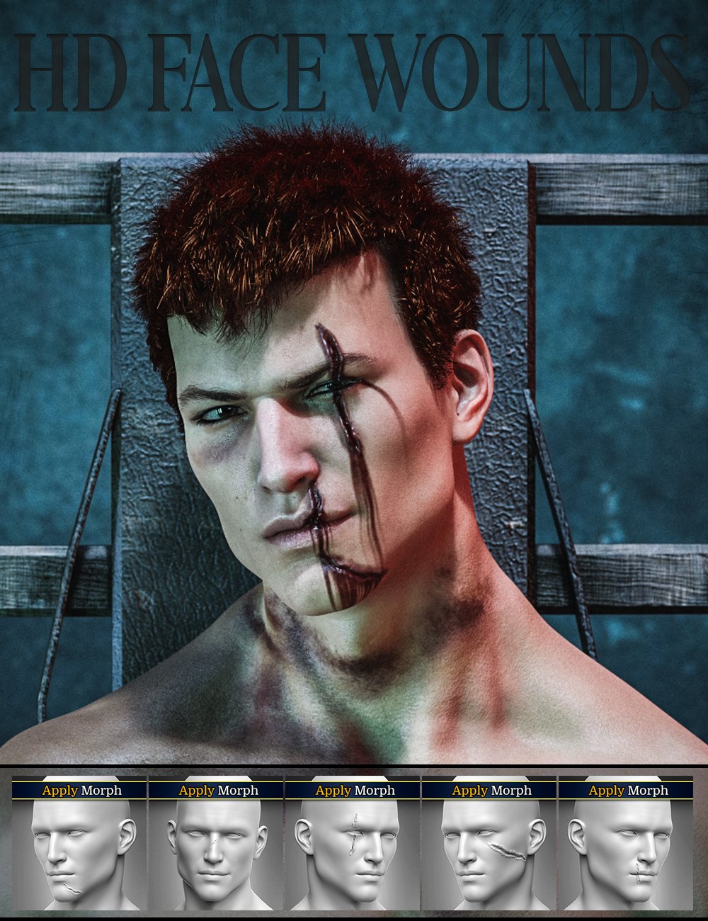 HD Face Wounds for Genesis 3 & 8 Male(s) by: FenixPhoenixEsid, 3D Models by Daz 3D