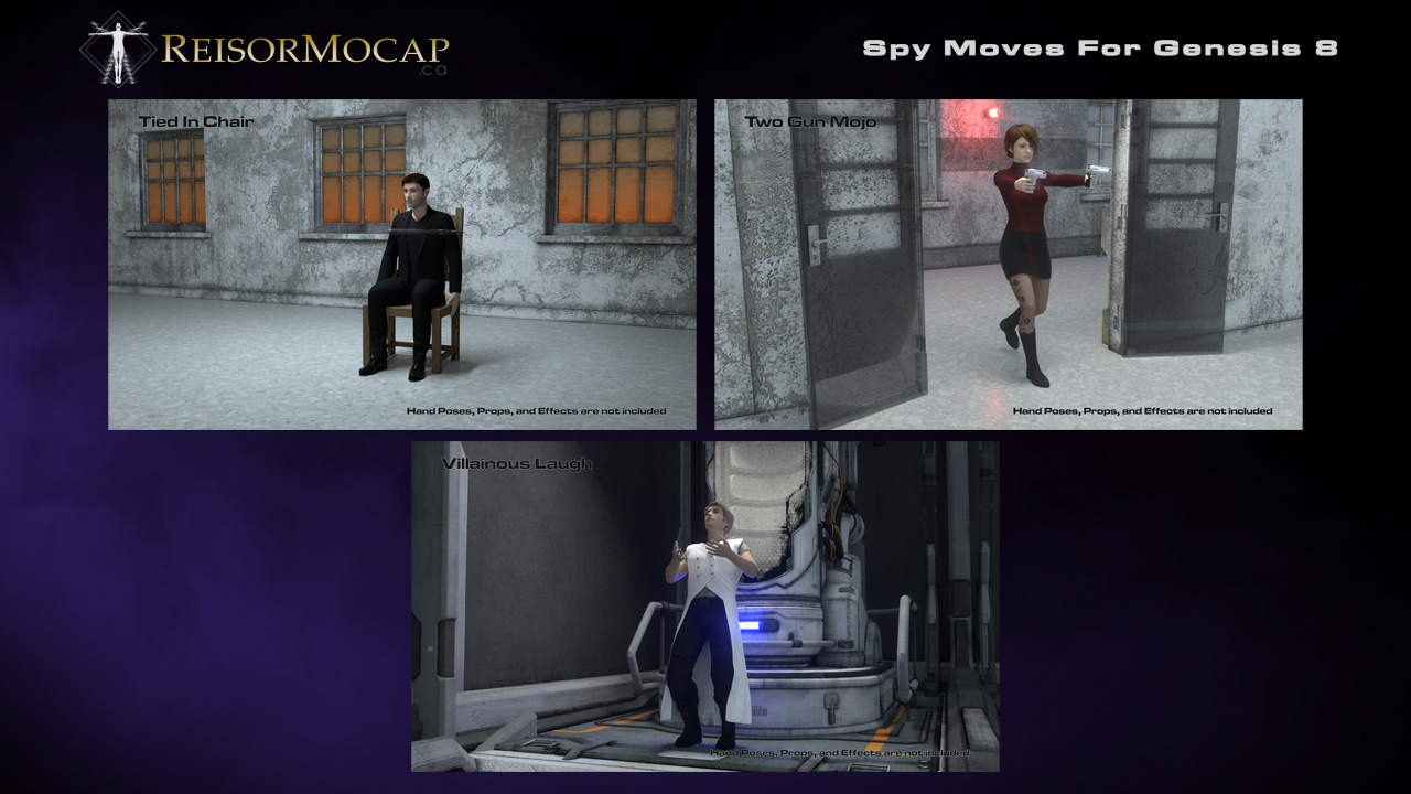 Spy Moves For Genesis 8 by: Reisormocap, 3D Models by Daz 3D