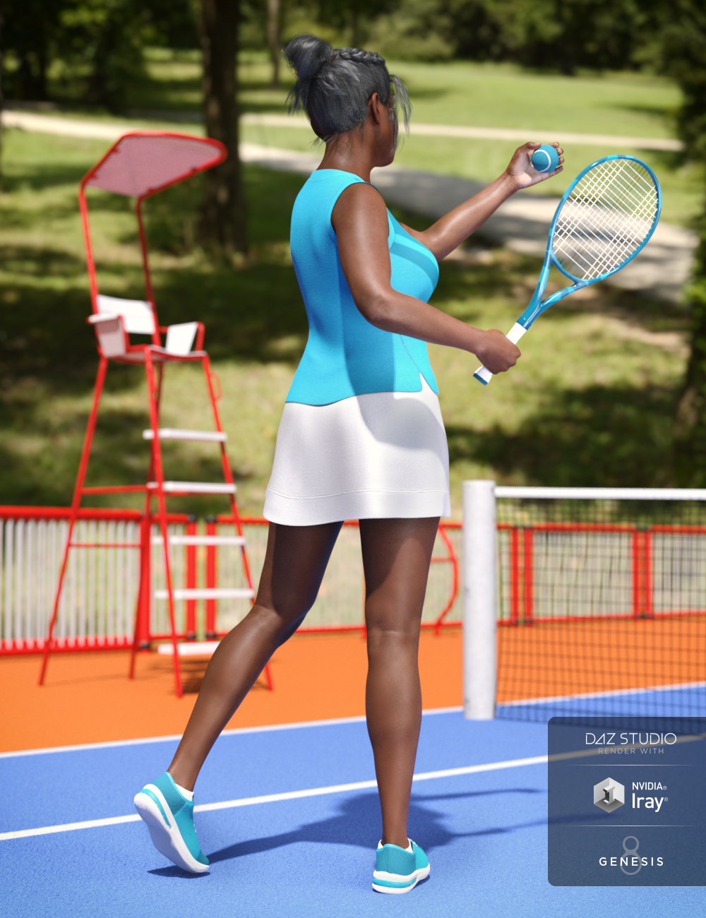 dForce Tennis Outfit for Genesis 8 Female(s) by: 3D-GHDesignNikisatezSade, 3D Models by Daz 3D
