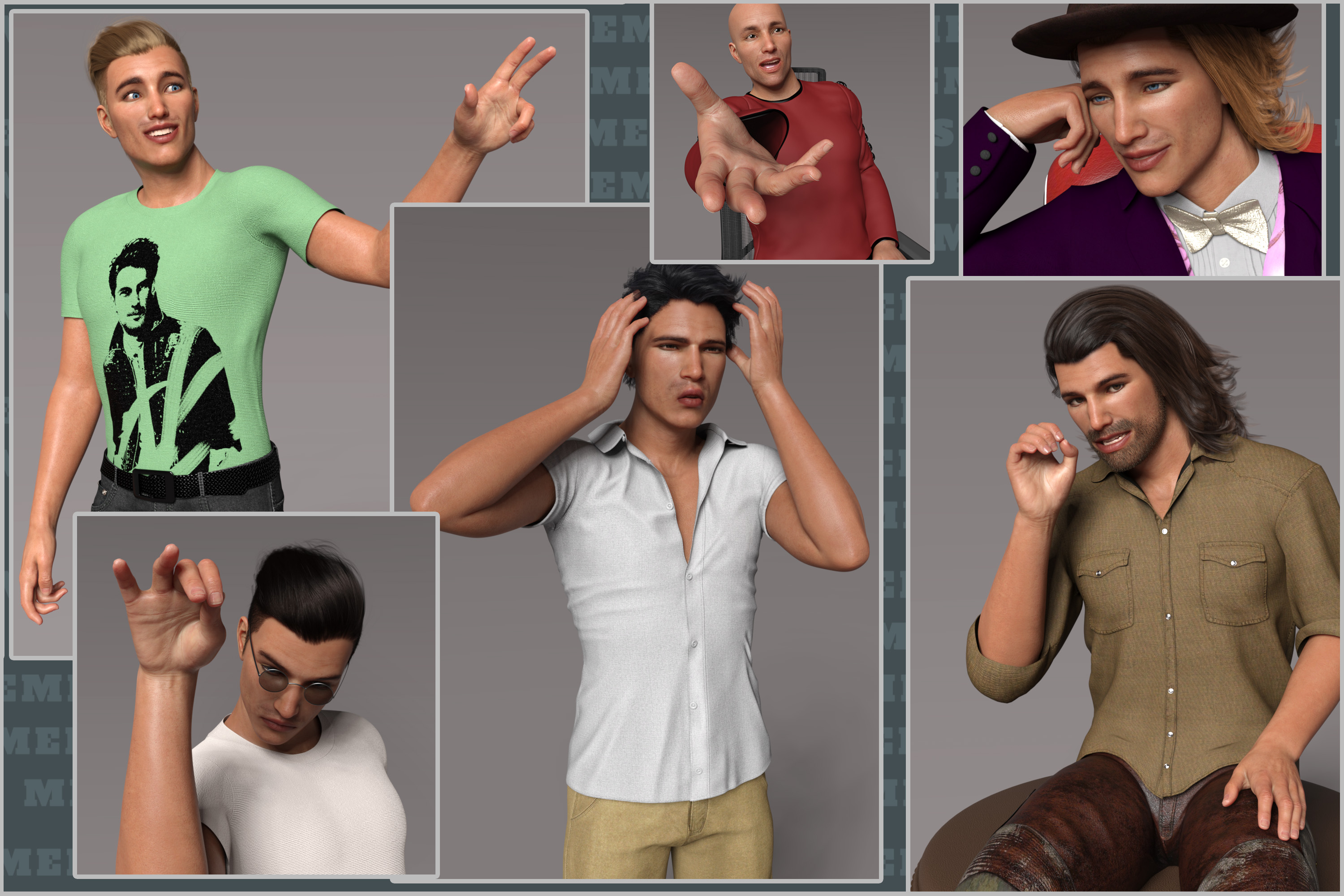 Z Memes Poses and Expressions by: Zeddicuss, 3D Models by Daz 3D