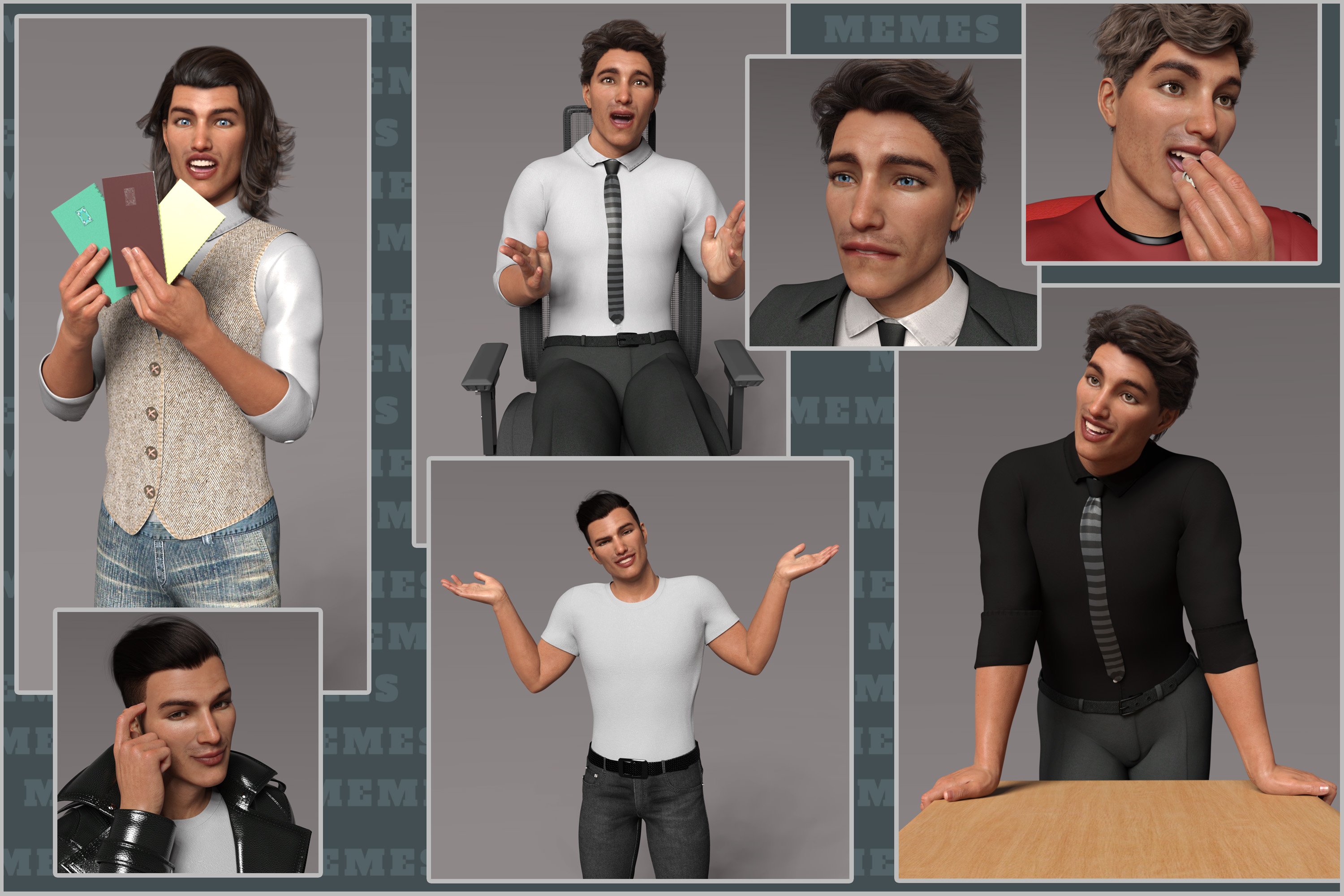 Z Memes Poses and Expressions Z Memes Poses and Expressions by: Zeddicuss, 3D Models by Daz 3D