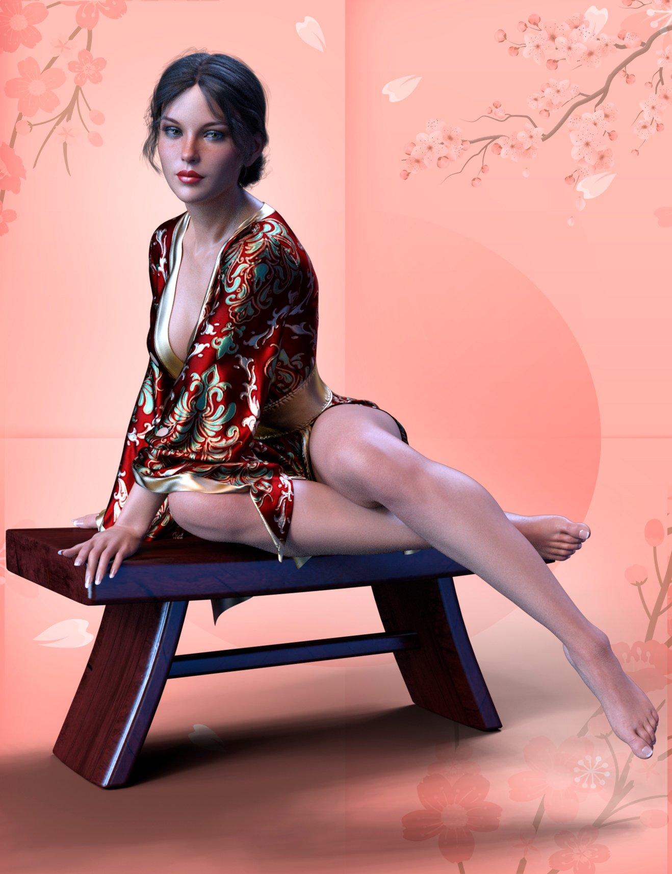 dForce XF Sexy Kimono 02 for Genesis 8 Female(s) by: xtrart-3d, 3D Models by Daz 3D