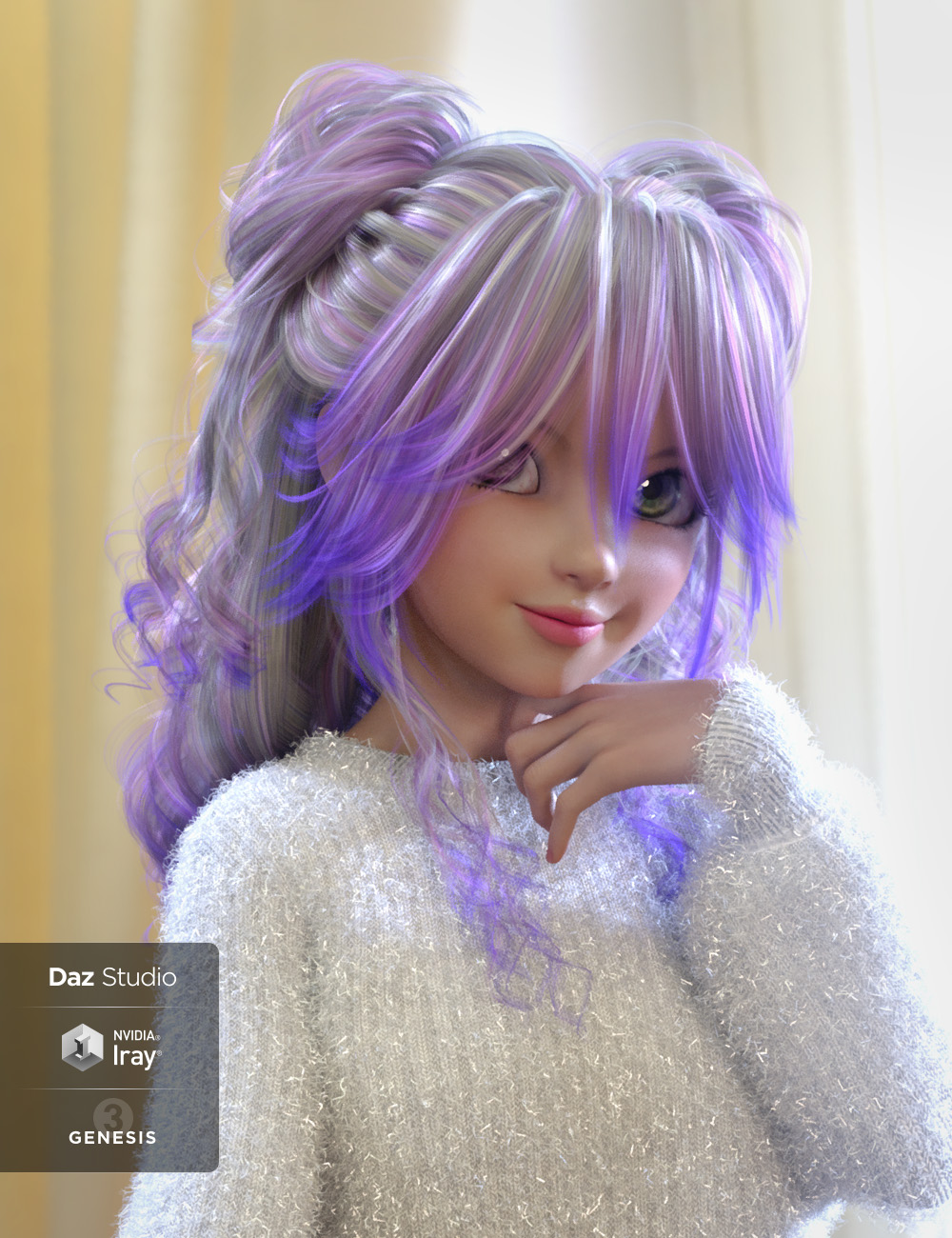 Bunny Hair for Genesis 3 and 8 Female(s) by: Lady Littlefox, 3D Models by Daz 3D