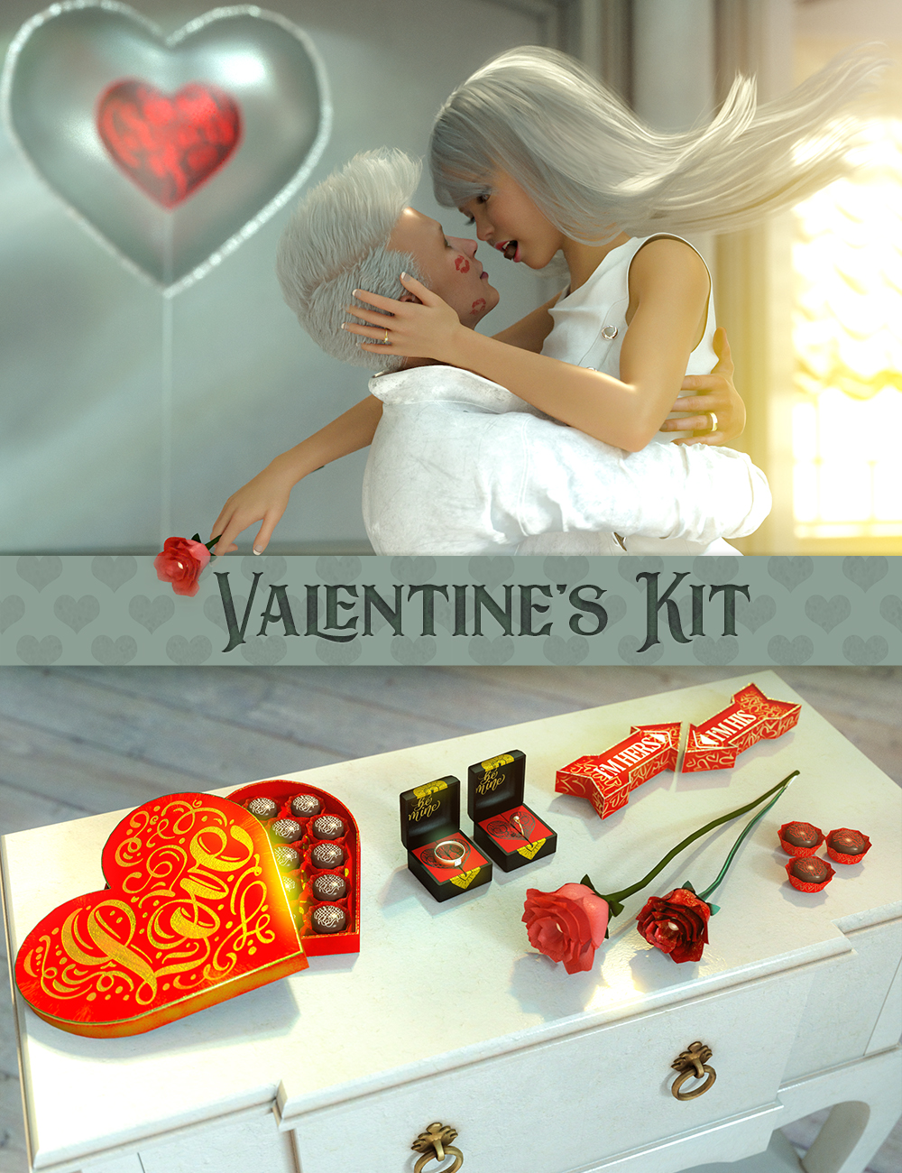 Valentine's Kit for Genesis 3 & 8 by: FenixPhoenixEsid, 3D Models by Daz 3D