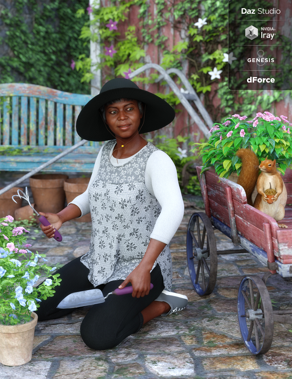 dForce Gardening Set Outfit Textures by: Anna Benjamin, 3D Models by Daz 3D