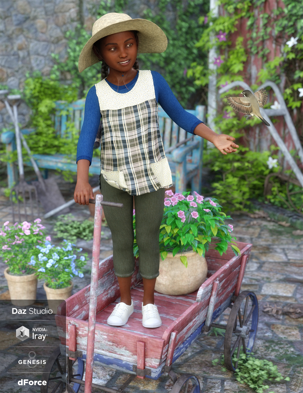 dForce Gardening Set Outfit Textures by: Anna Benjamin, 3D Models by Daz 3D