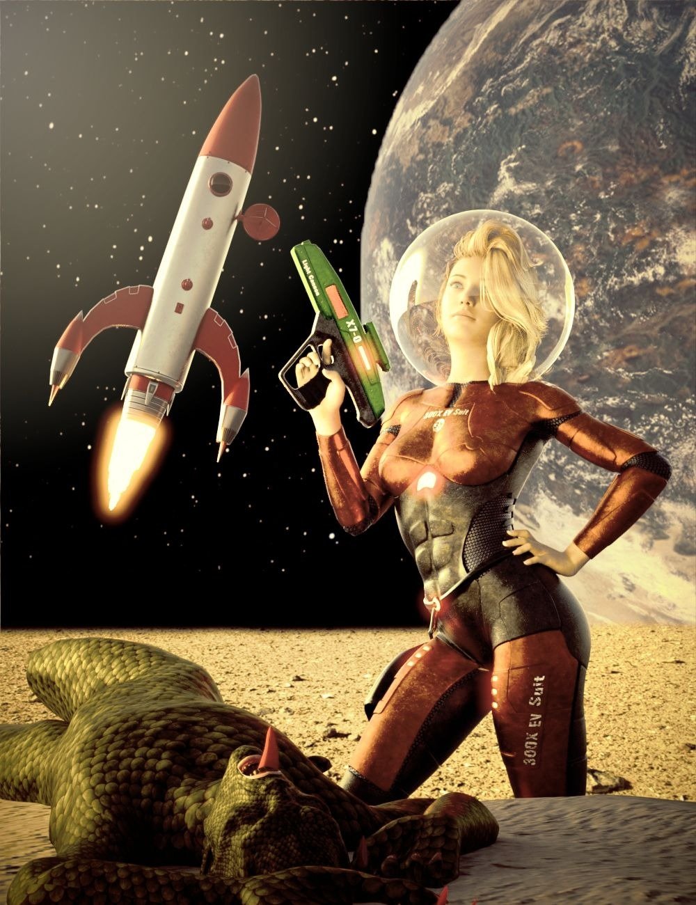 Modular Retro Starship Kit by: AcharyaPolina, 3D Models by Daz 3D