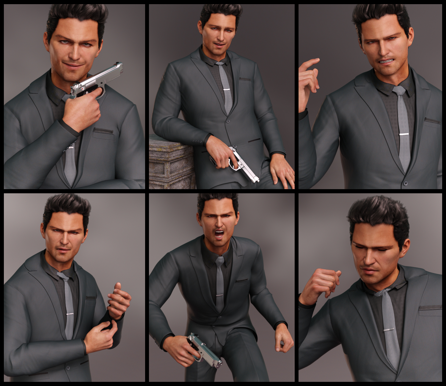 Spy Guy Poses for Jonathan 8 and Genesis 8 Male