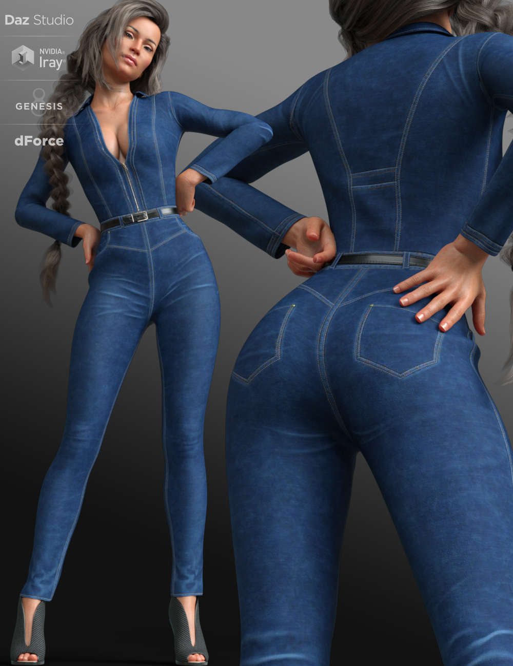 dForce Mod Jumpsuit Outfit for Genesis 8 Female(s) by: Nikisatez, 3D Models by Daz 3D