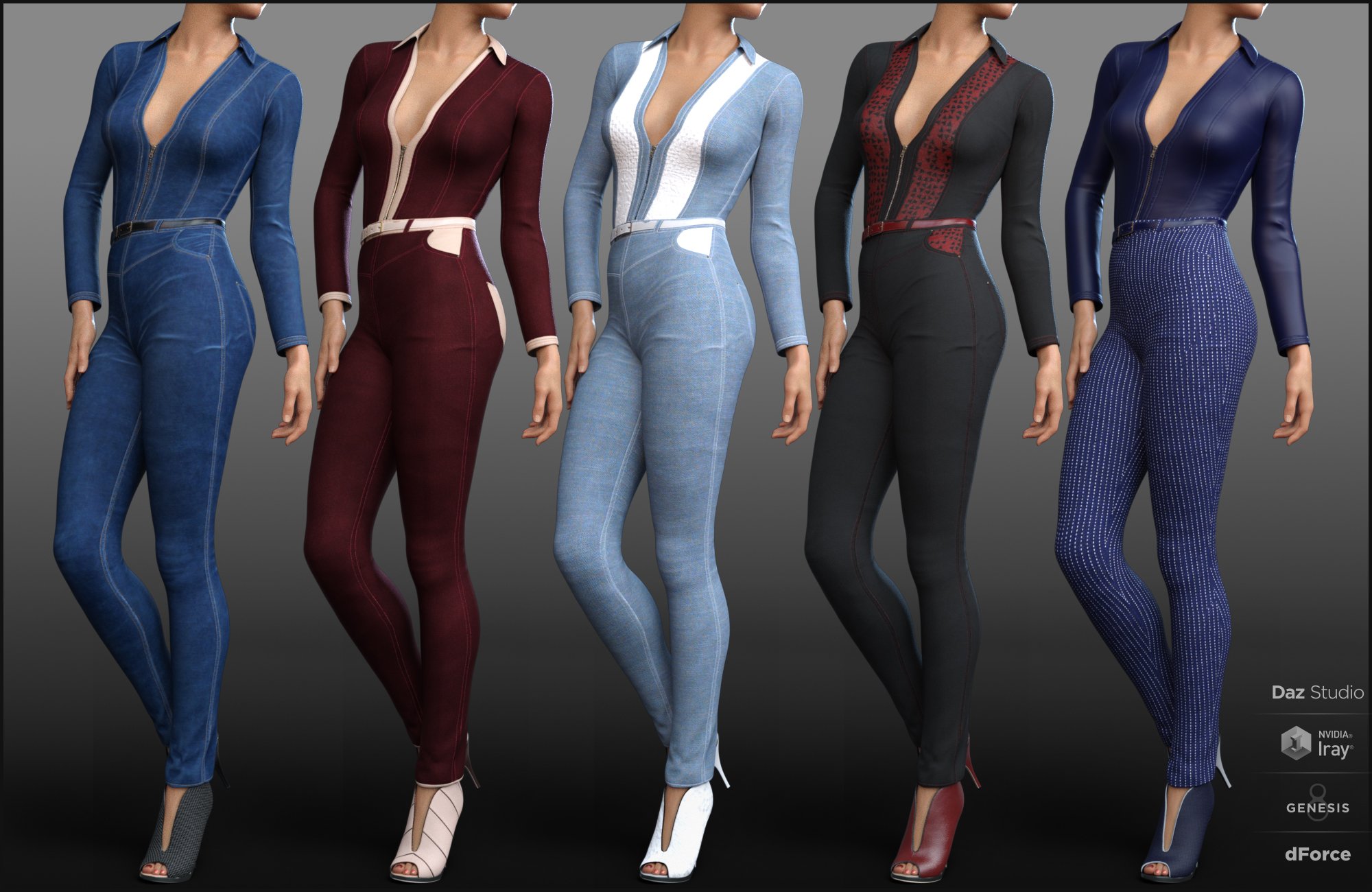 dForce Mod Jumpsuit Outfit for Genesis 8 Female(s) | Daz 3D