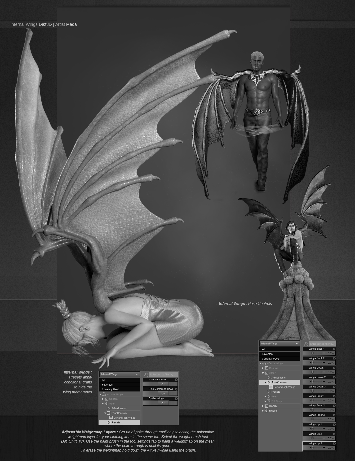 Infernal Wings for Genesis 8 Male(s) and Genesis 8 Female(s) by: Mada, 3D Models by Daz 3D