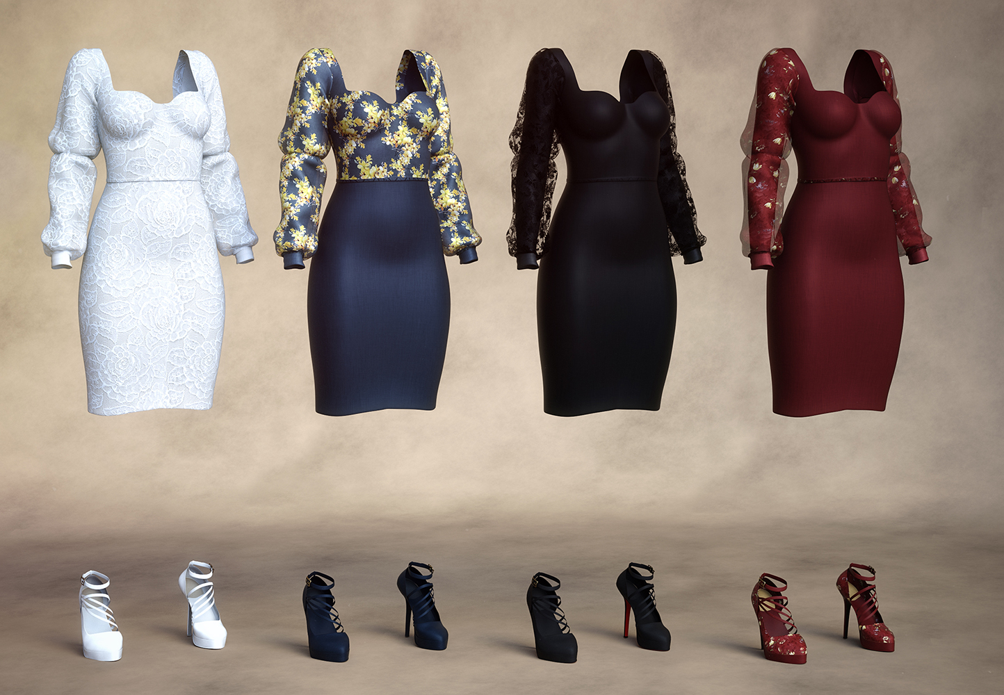 dForce New York Style Dress Outfit Textures by: Sarsa, 3D Models by Daz 3D