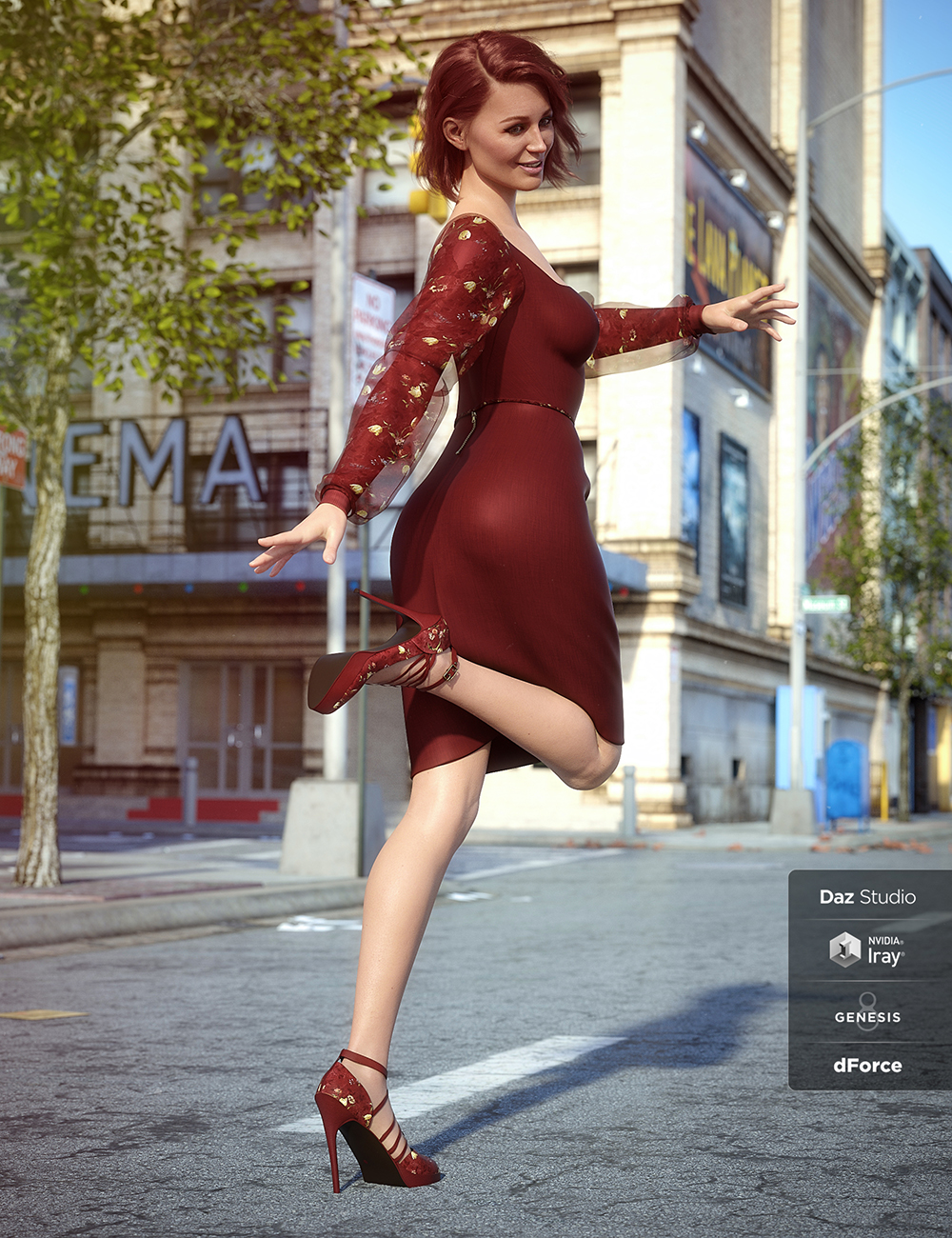 dForce New York Style Dress Outfit Textures | Daz 3D