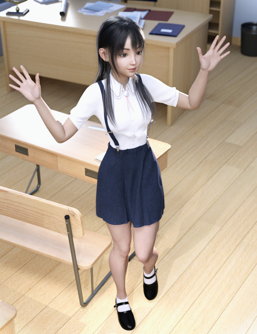 dForce Suspender School Uniform for Genesis 8 Female(s) by: tentman, 3D Models by Daz 3D