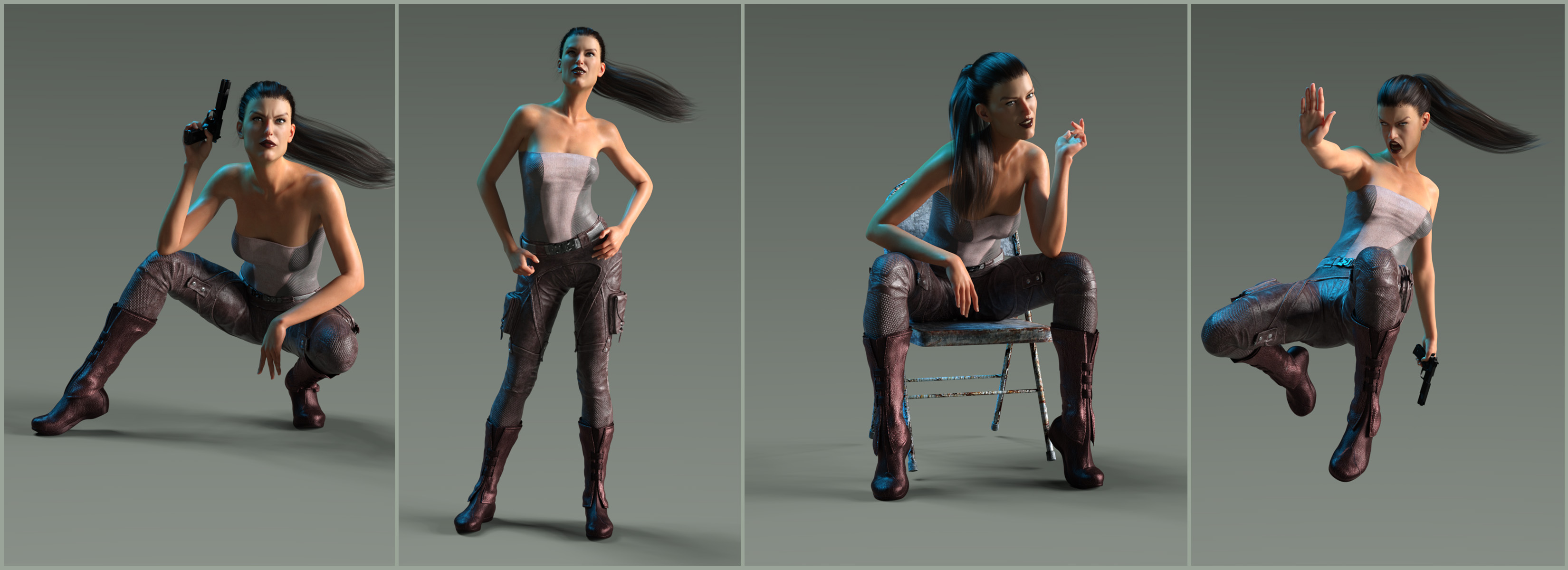Z Ready for Action Poses and Expressions for Josephene 8 by: Zeddicuss, 3D Models by Daz 3D
