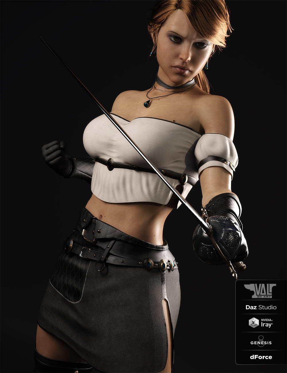dForce Arvine Sword Outfit for Genesis 8 Female(s) by: Val3dart, 3D Models by Daz 3D