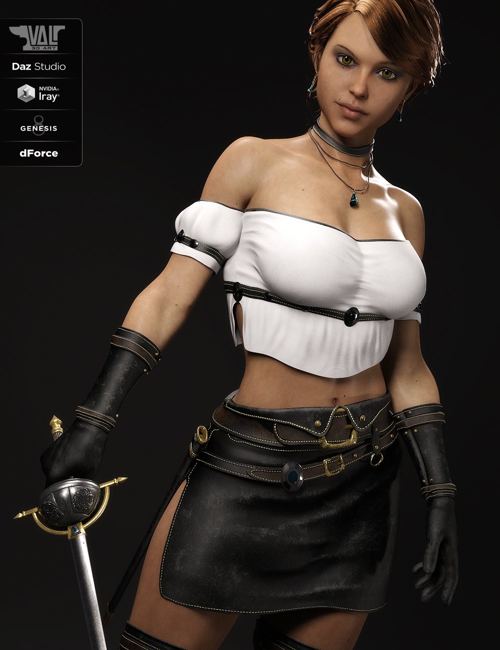 dForce Arvine Sword Outfit for Genesis 8 Female(s) by: Val3dart, 3D Models by Daz 3D