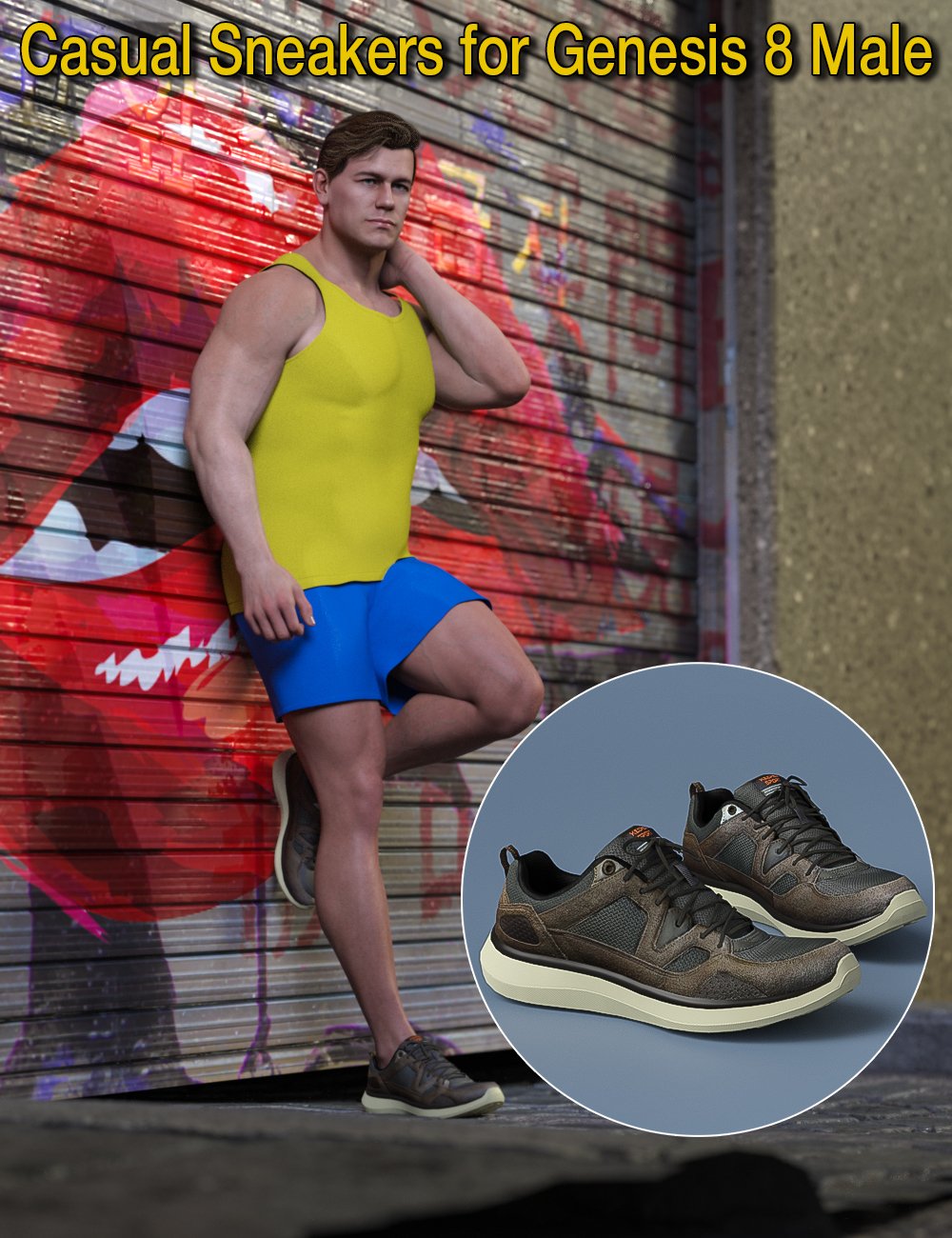 S3D Casual Sneakers for Genesis 8 Male(s) by: Slide3D, 3D Models by Daz 3D