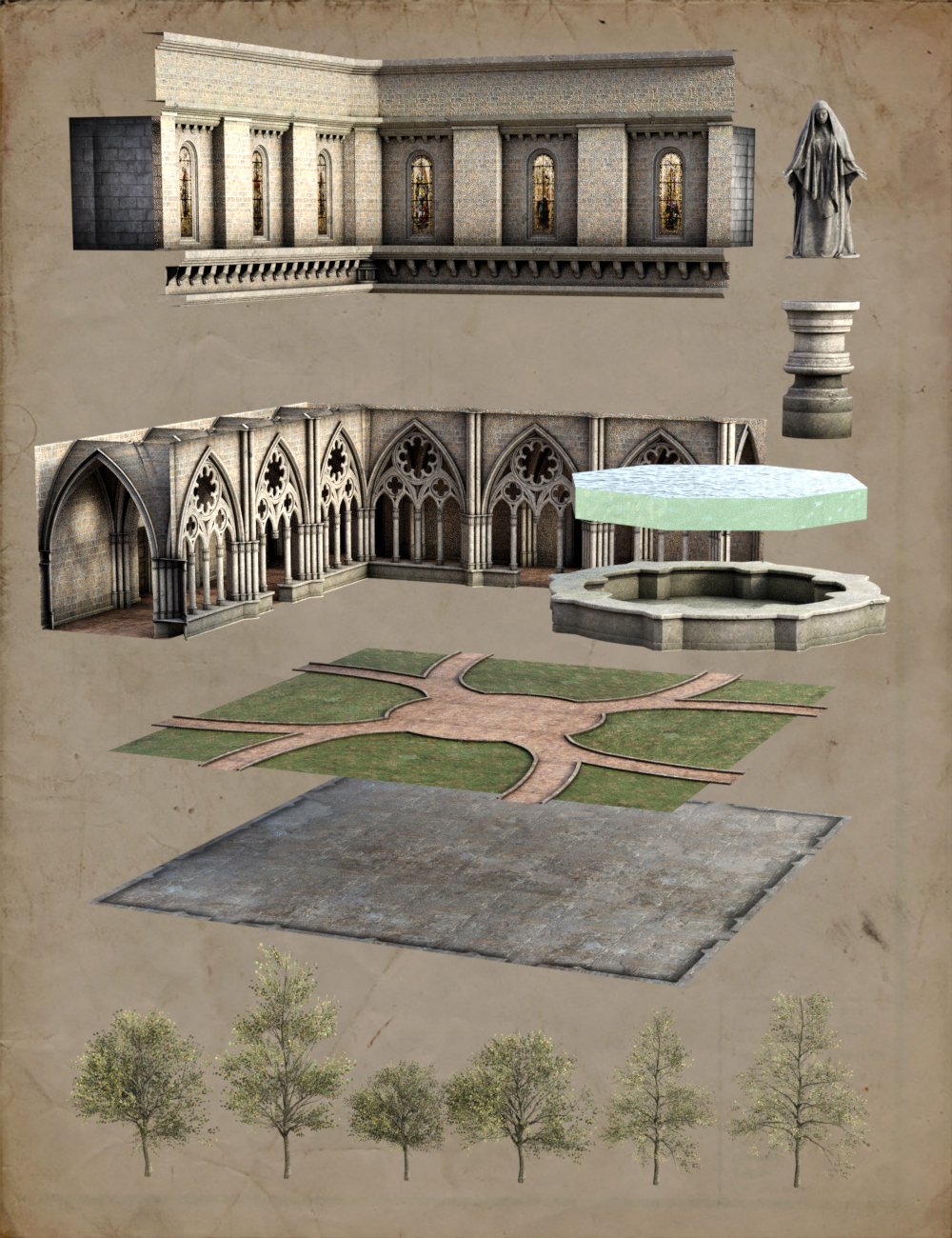 Gothic Courtyard Gothic Courtyard by: SloshWerks, 3D Models by Daz 3D