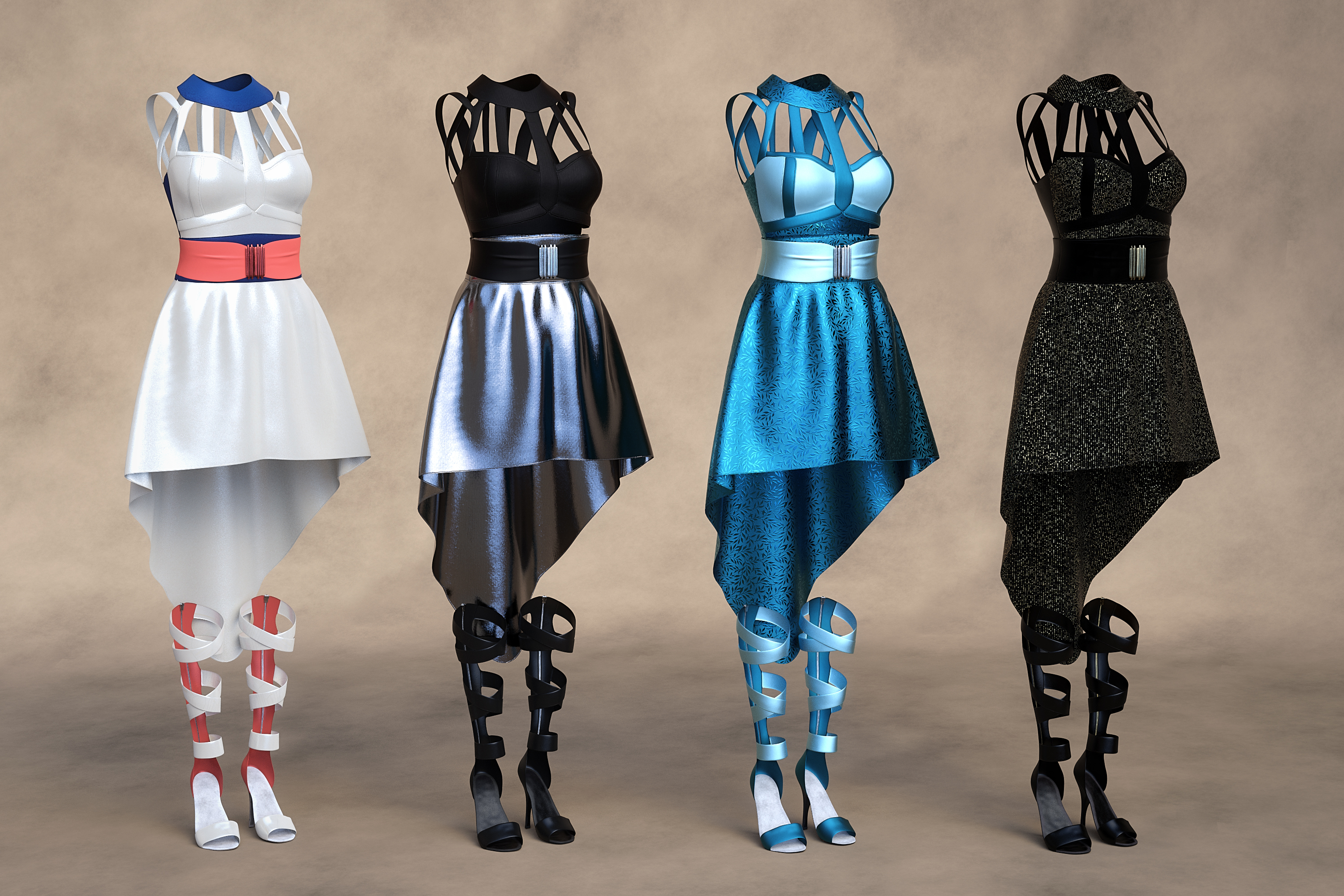 dForce Strappy High Low Outfit Textures by: 3D-GHDesignSade, 3D Models by Daz 3D