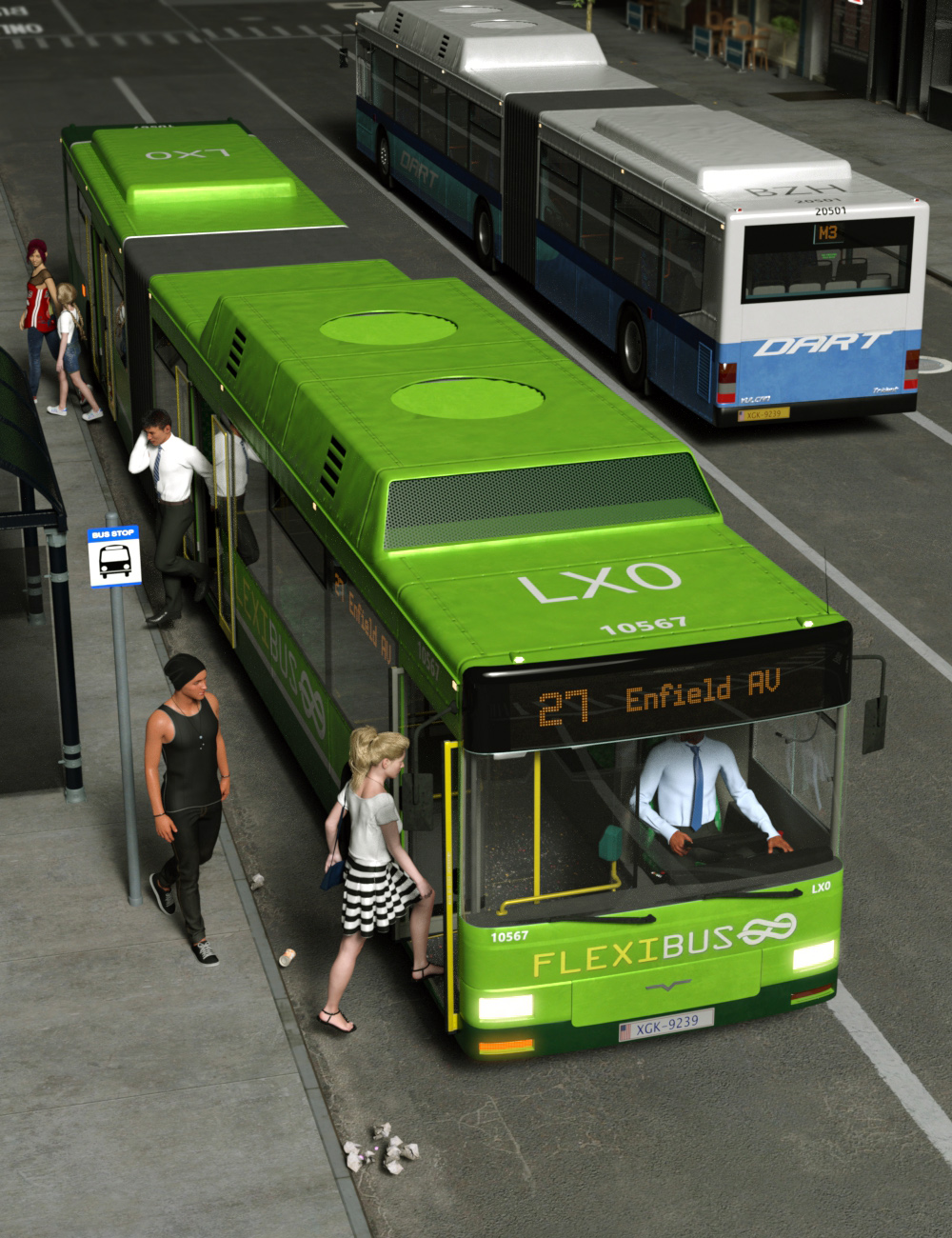 Articulated City Bus by: Dogz, 3D Models by Daz 3D
