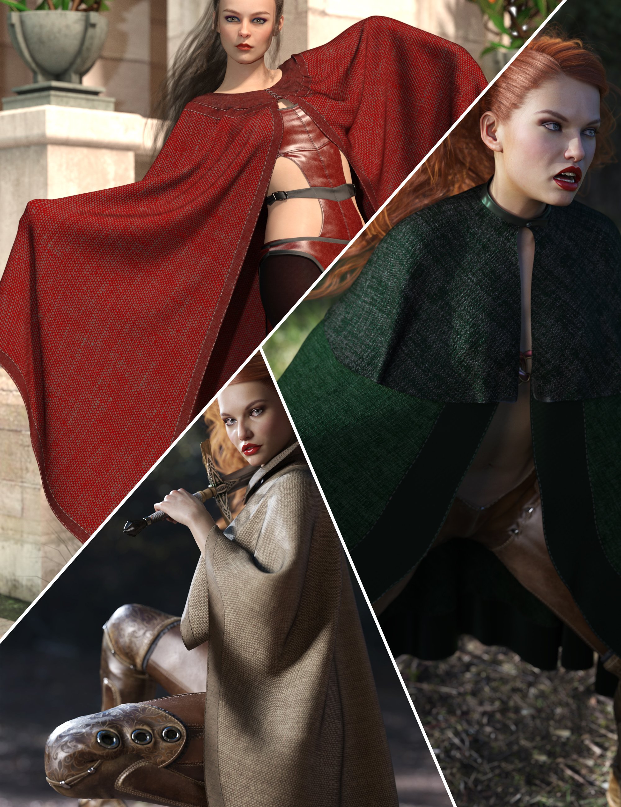 dForce High Fantasy Cloaks - Volume 2 - for Genesis 8 Female(s) by: outoftouch, 3D Models by Daz 3D