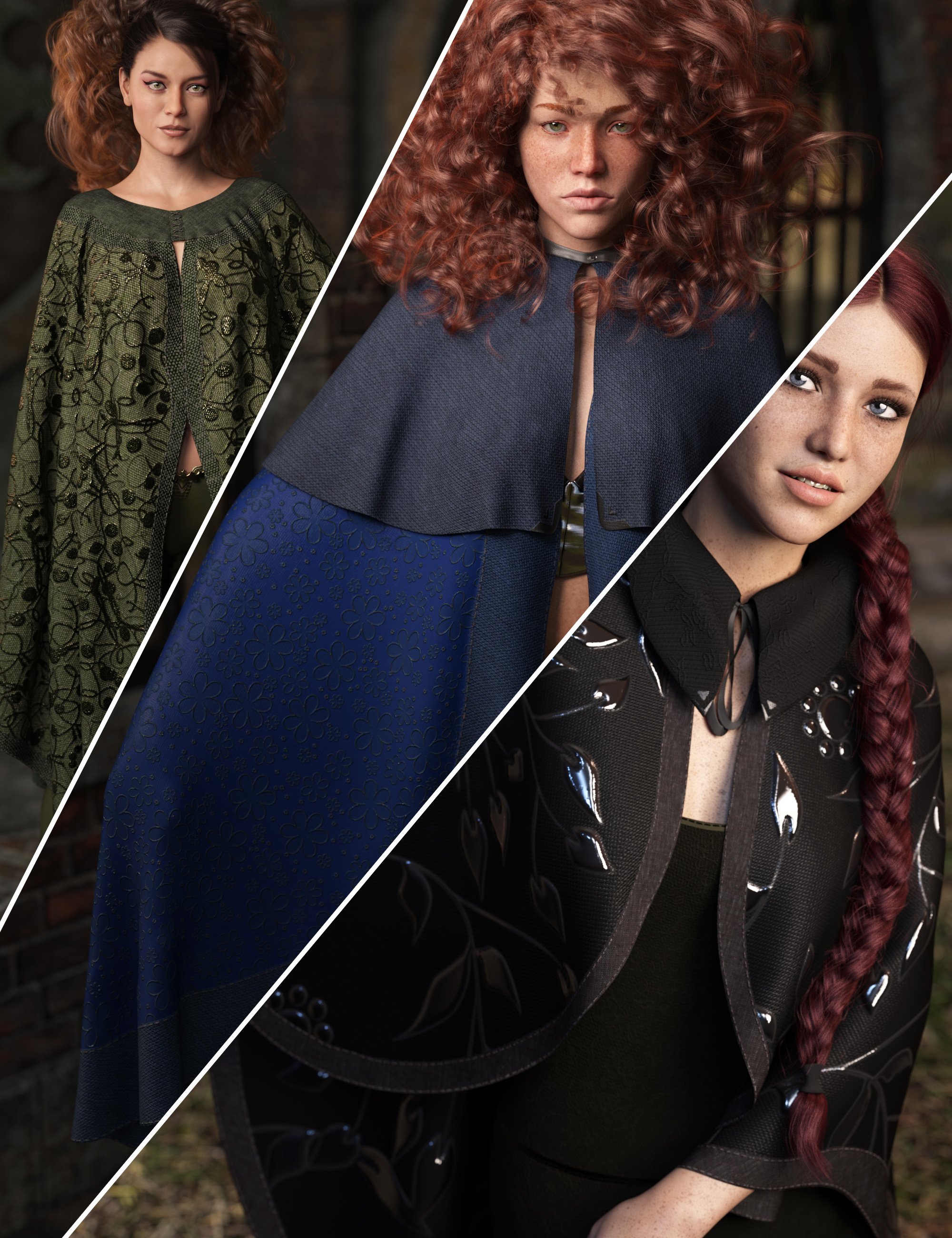 Texture Expansion for dForce High Fantasy Cloaks - Volume 2 by: outoftouch, 3D Models by Daz 3D