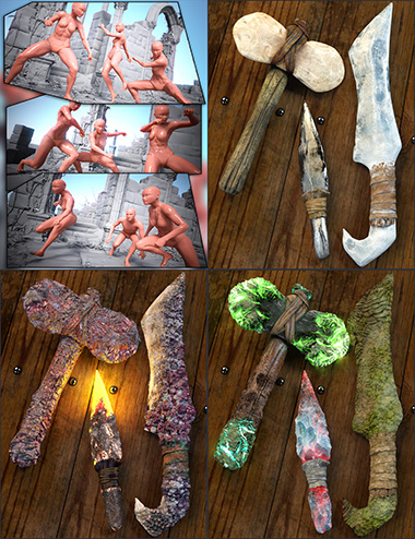 Aki Tribe Weapons and Poses Bundle by: Aeon Soul, 3D Models by Daz 3D