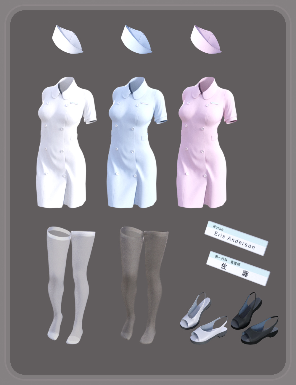 dForce Nurse Uniform for Genesis 8 Female(s) by: tentman, 3D Models by Daz 3D
