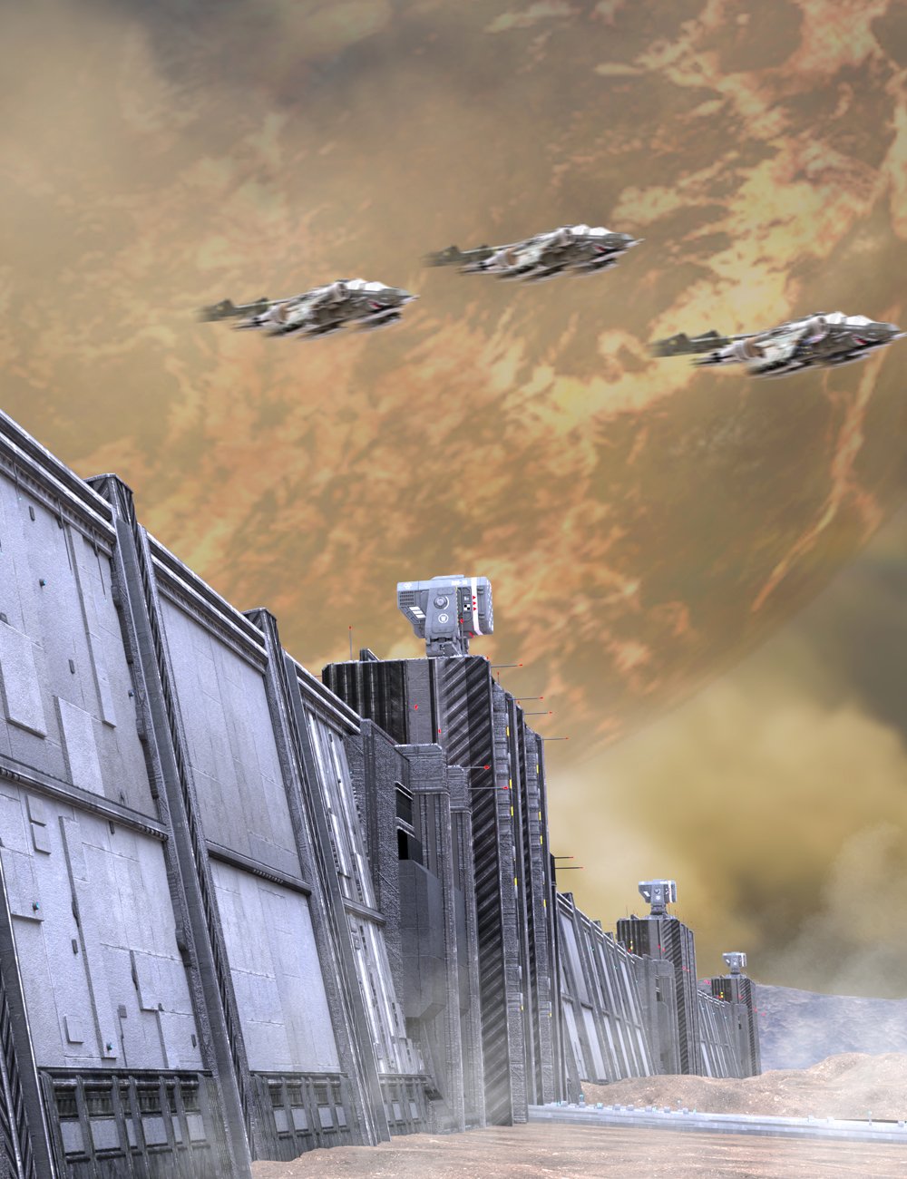 CyberCity Walls 01 by: inception8, 3D Models by Daz 3D