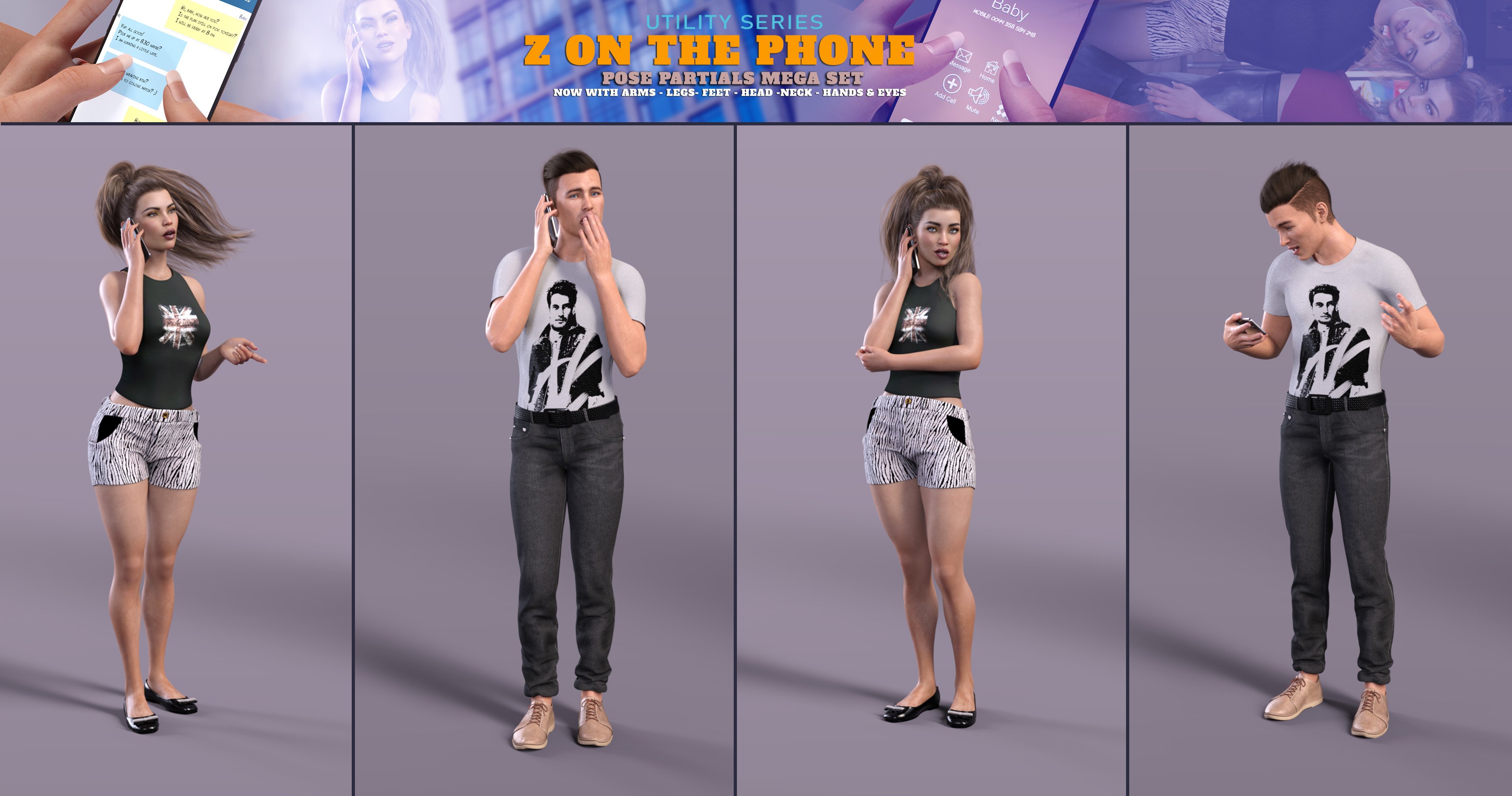 Z On the Phone Pose Mega Set Z On the Phone Pose Mega Set by: Zeddicuss, 3D Models by Daz 3D