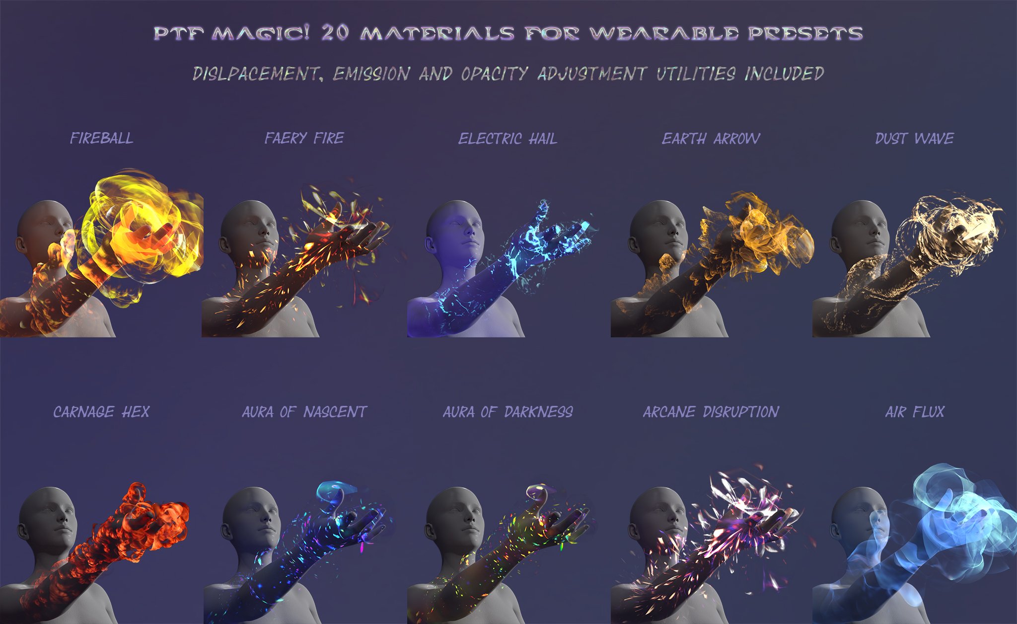 PTF Magic! Shaders and Wearables for Genesis 3 and 8 by: PixelTizzyFit, 3D Models by Daz 3D