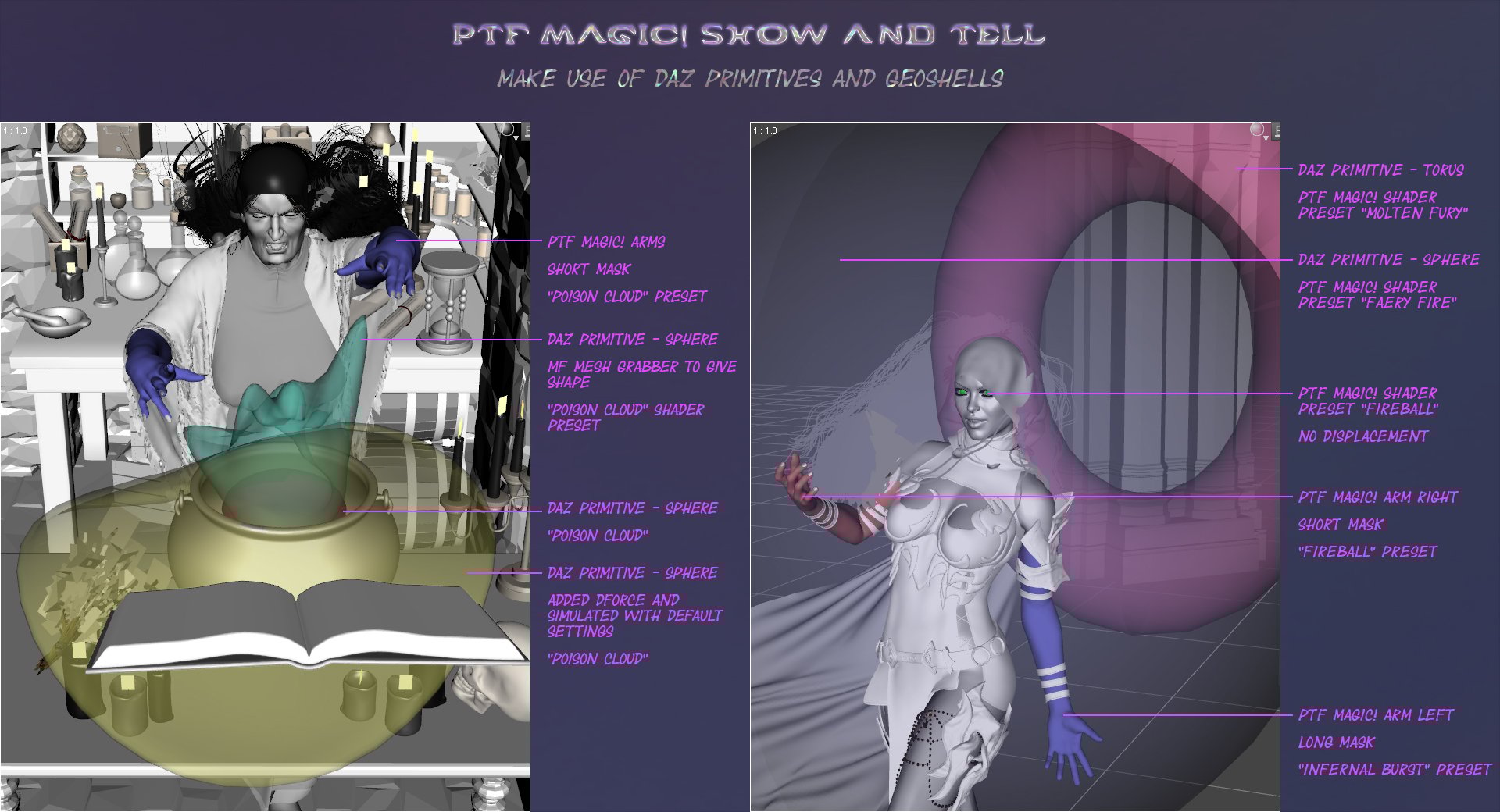 PTF Magic! Shaders and Wearables for Genesis 3 and 8 PTF Magic! Shaders and Wearables for Genesis 3 and 8 by: PixelTizzyFit, 3D Models by Daz 3D