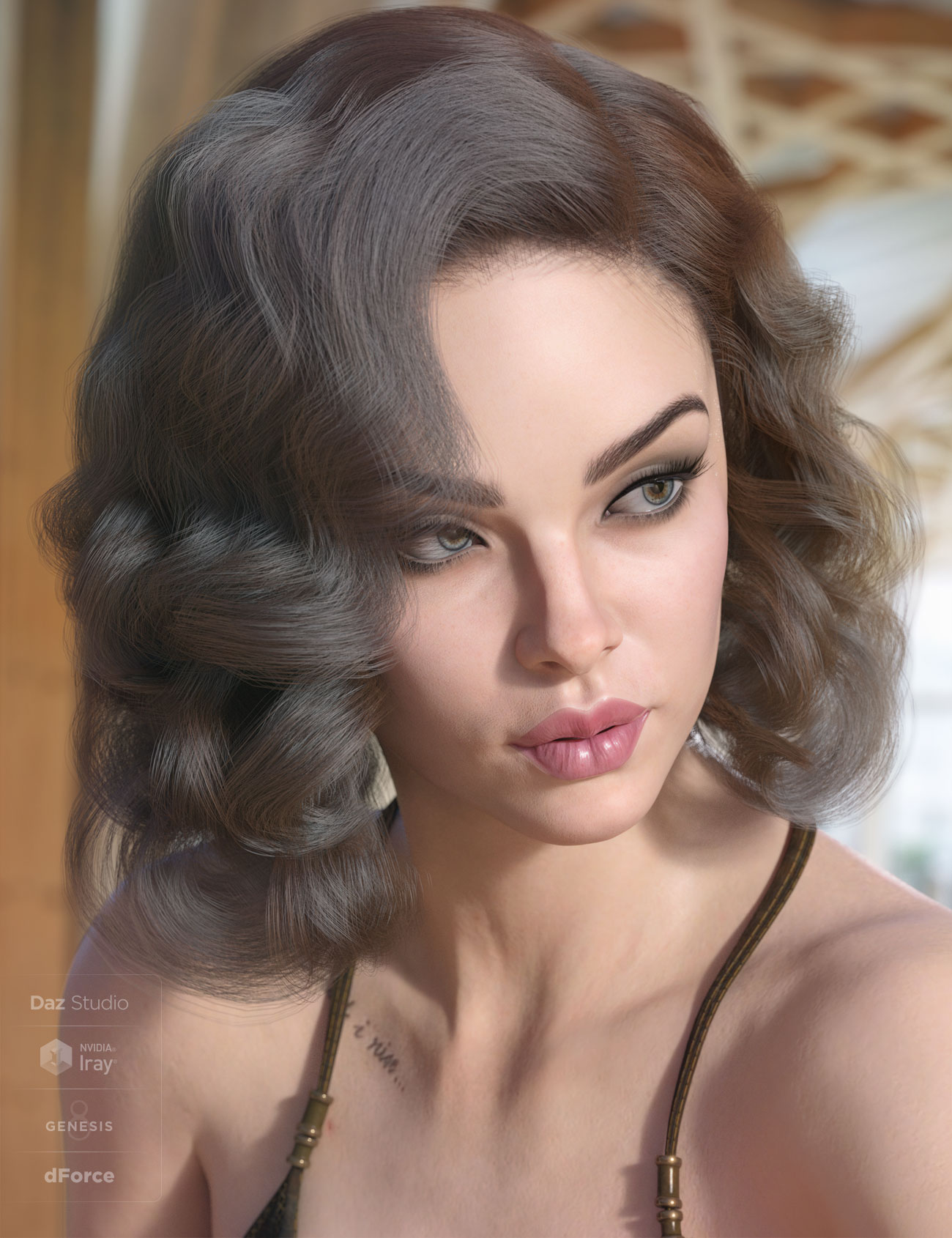 dForce Ingrid Hair for Genesis 3 and 8 Female(s) by: AprilYSH, 3D Models by Daz 3D