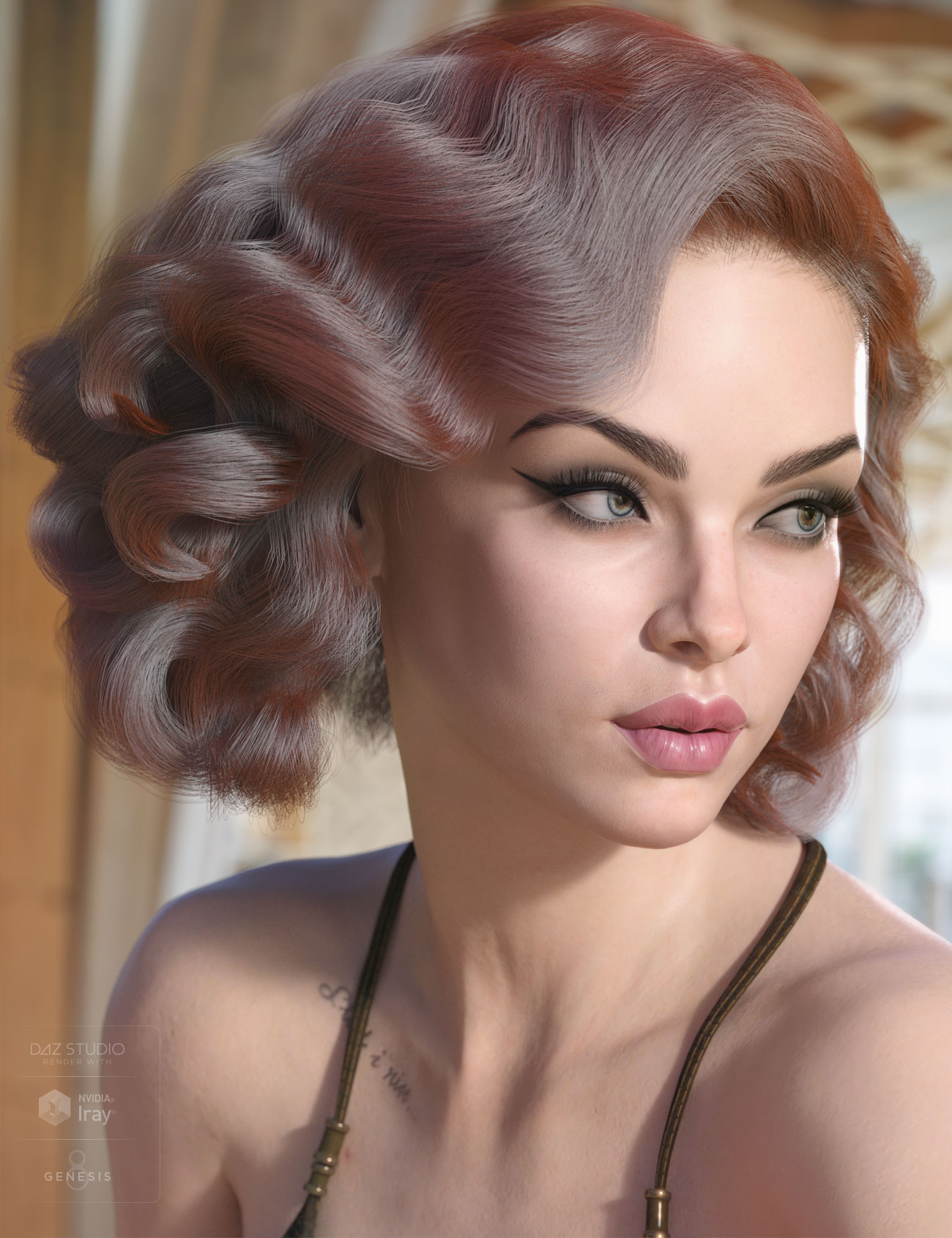 dForce Ingrid Hair for Genesis 3 and 8 Female(s) by: AprilYSH, 3D Models by Daz 3D