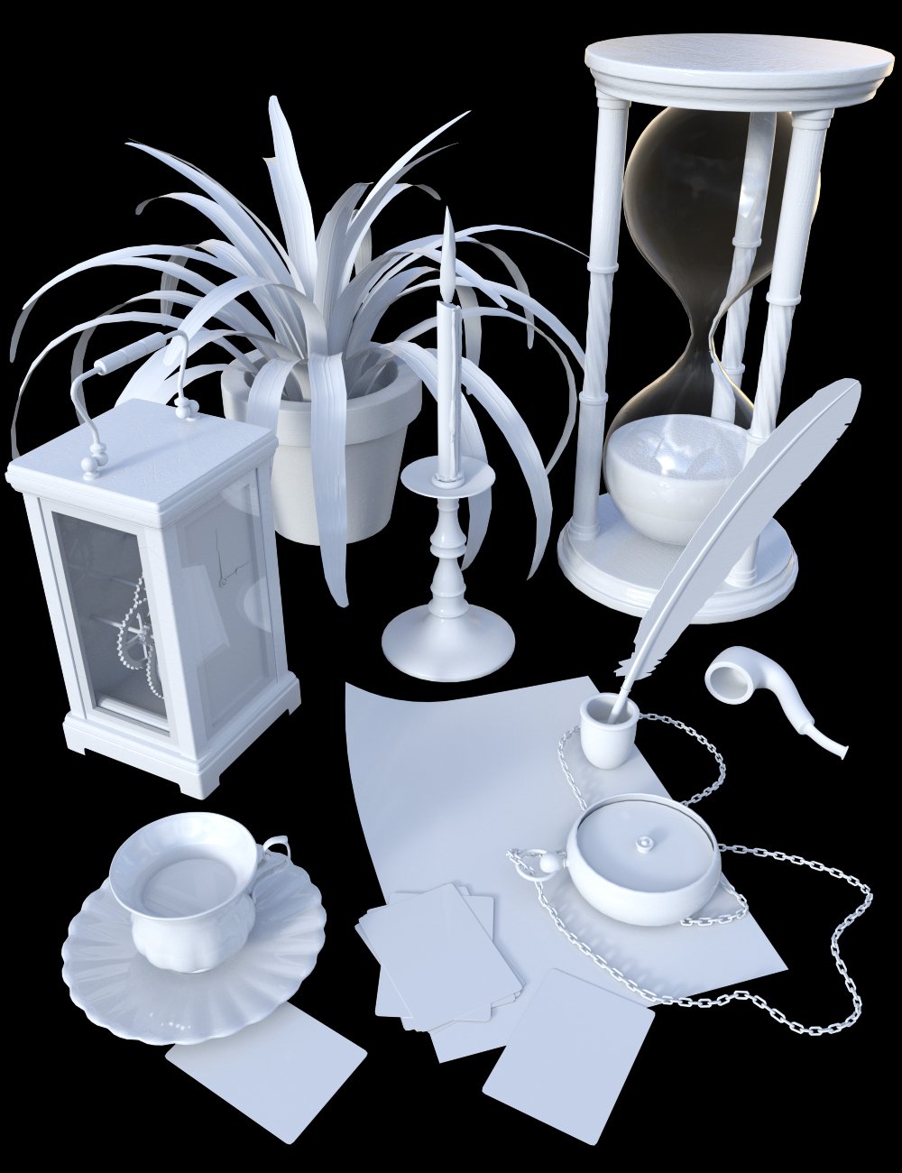 Victorian Study Clutter by: Merlin Studios, 3D Models by Daz 3D