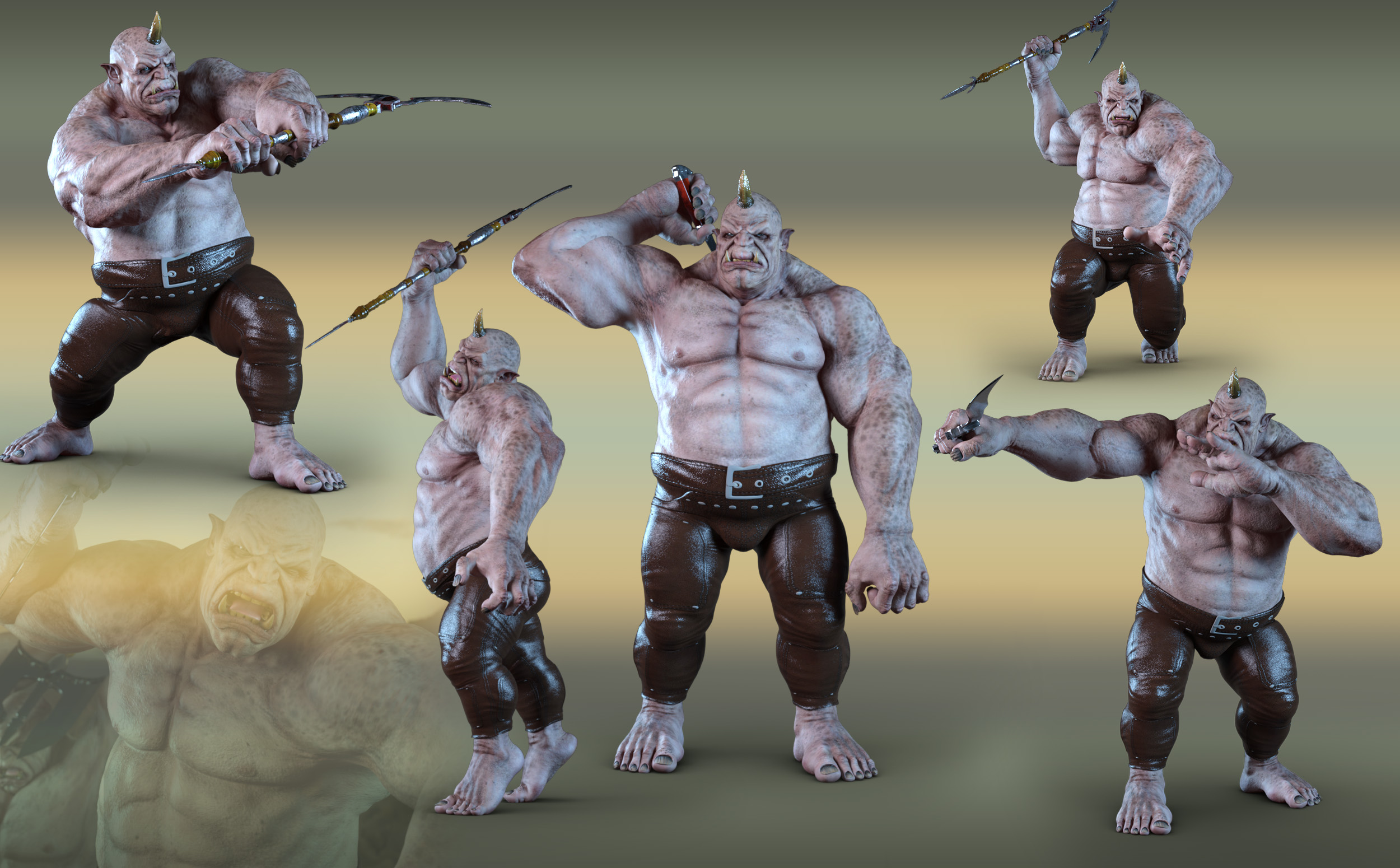 Z Merciless Warrior Poses and Expressions for Ogre HD by: Zeddicuss, 3D Models by Daz 3D