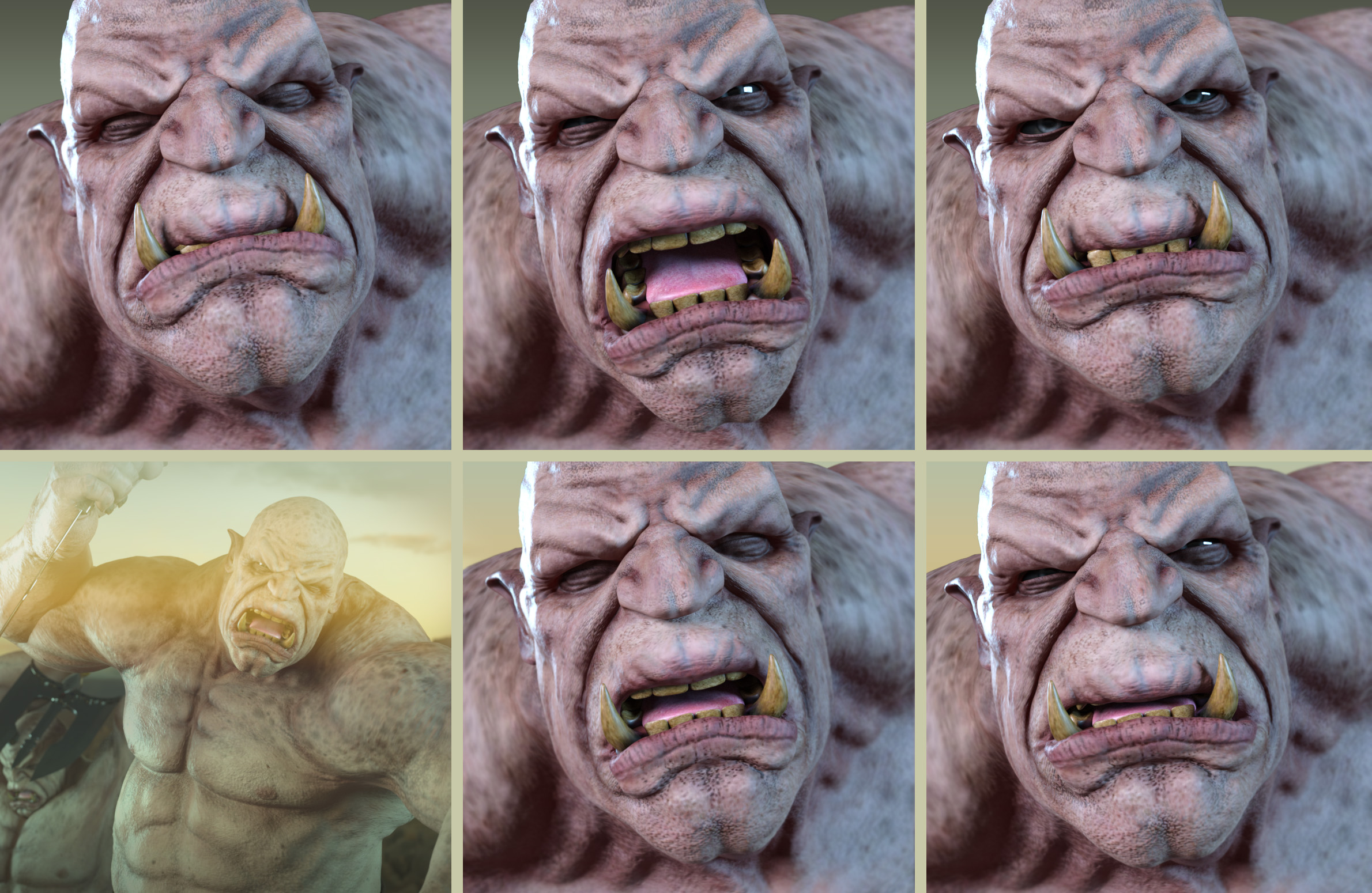 Z Merciless Warrior Poses and Expressions for Ogre HD by: Zeddicuss, 3D Models by Daz 3D