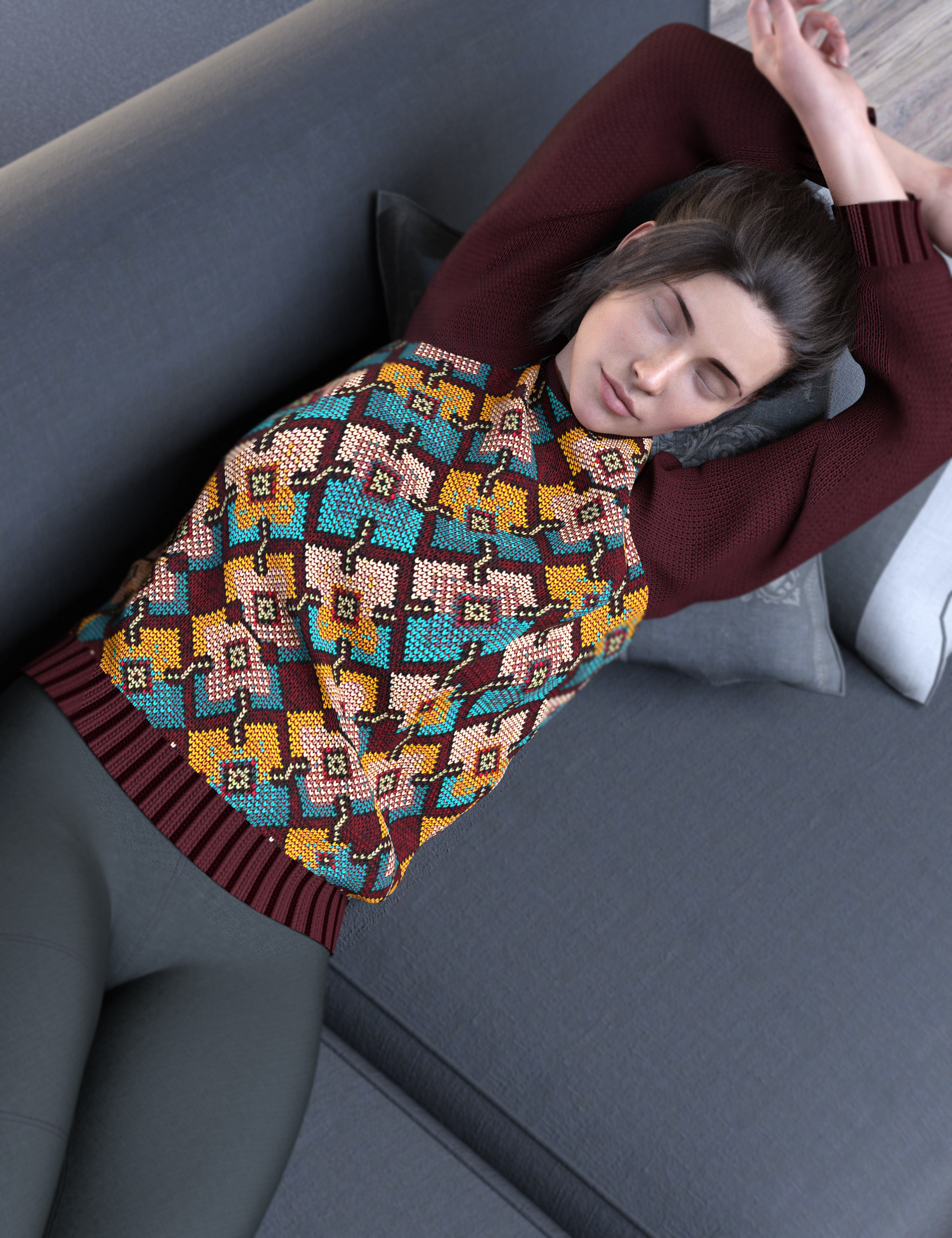 dForce Lazy Home Wear Outfit by: Moonscape Graphics, 3D Models by Daz 3D