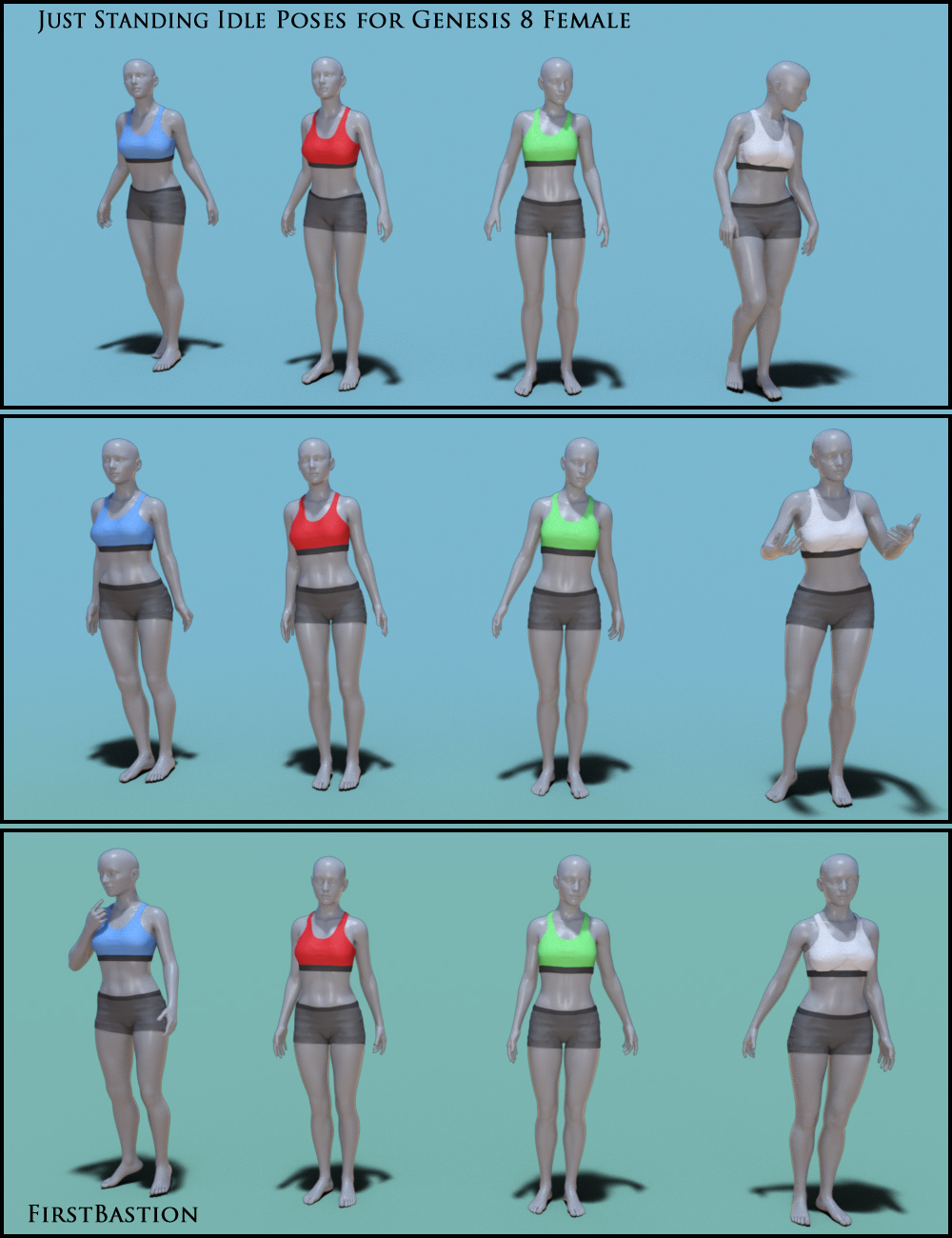 1stB Just Standing Idle Poses for Genesis 8 Female by: FirstBastion, 3D Models by Daz 3D