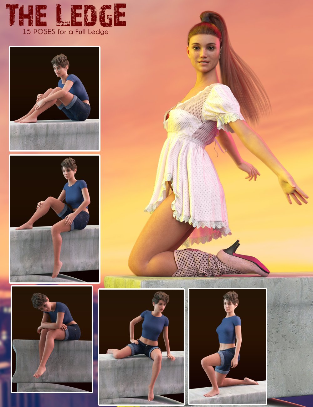 The Ledge - Poses and Props for Genesis 8 Female by: Pixelunashadownet, 3D Models by Daz 3D