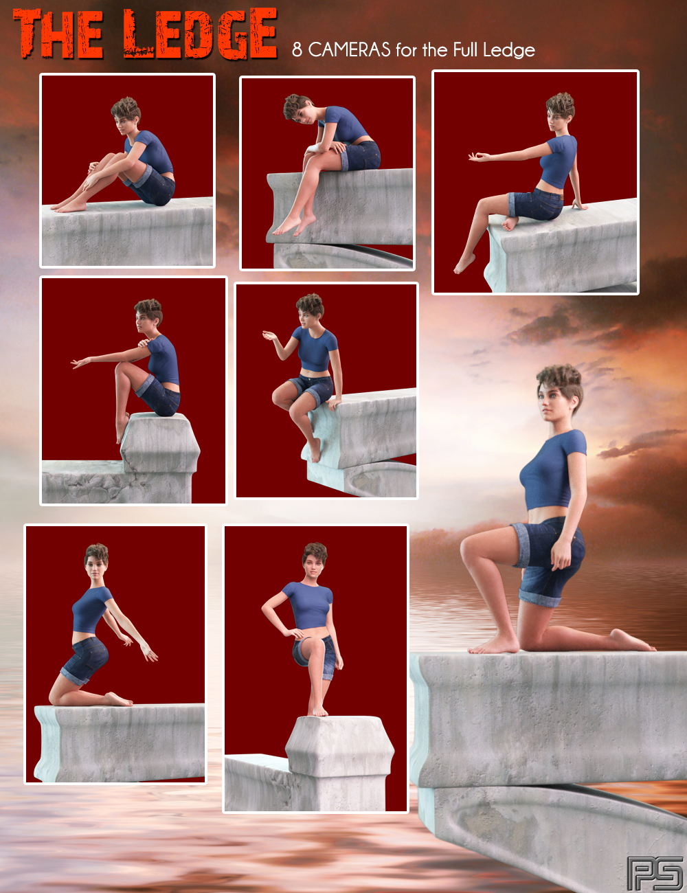 The Ledge - Poses and Props for Genesis 8 Female by: Pixelunashadownet, 3D Models by Daz 3D