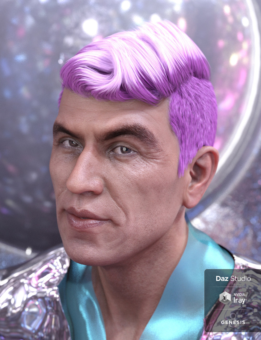 Wave Hair for Genesis 8 and Genesis 3 Male(s) by: 3DCelebrity, 3D Models by Daz 3D